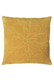 furn. Ochre Yellow Angeles Floral Velvet Polyester Filled Cushion - Image 1 of 4
