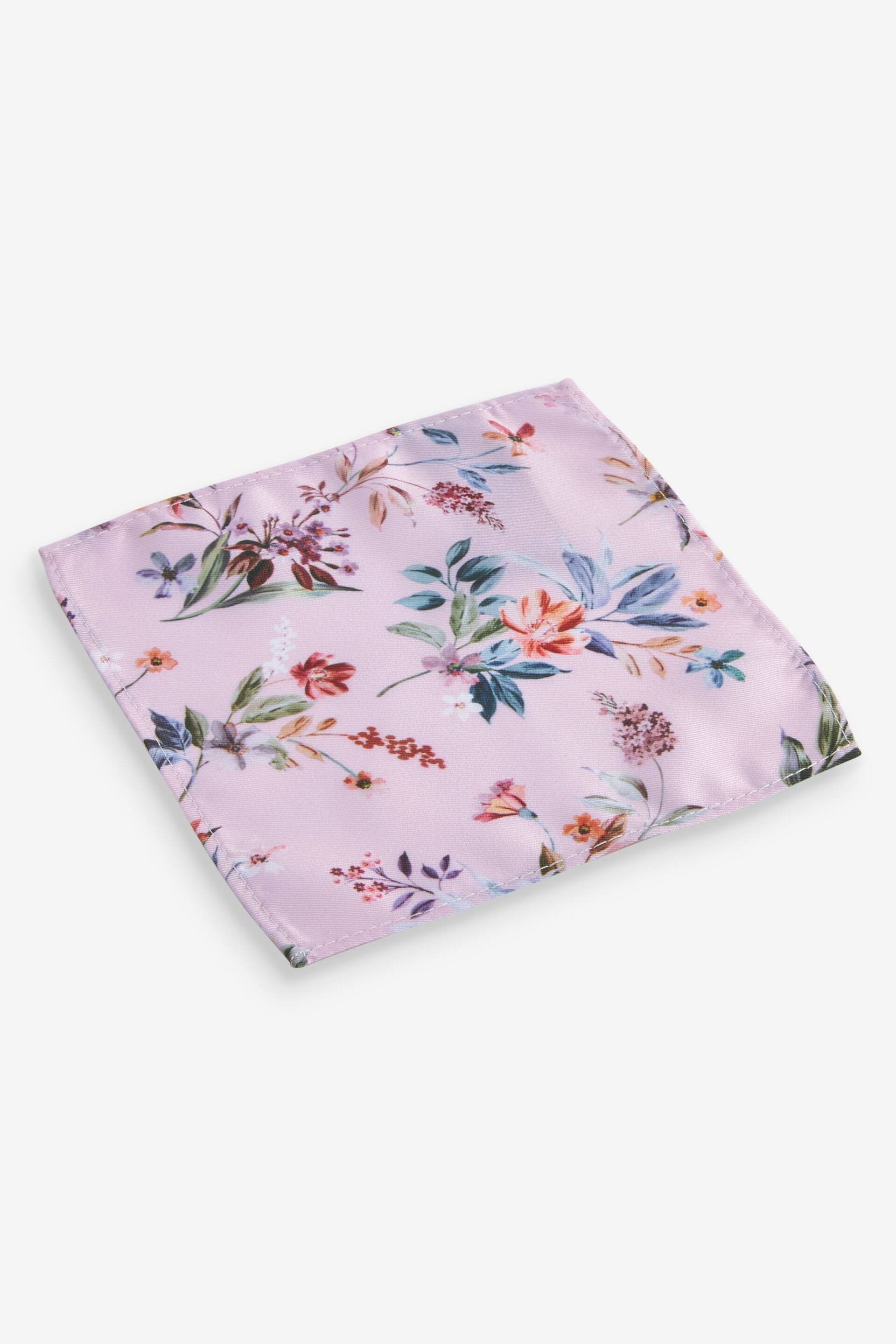 Pink Floral Tie And Pocket Square Set (1-16yrs) - Image 3 of 3