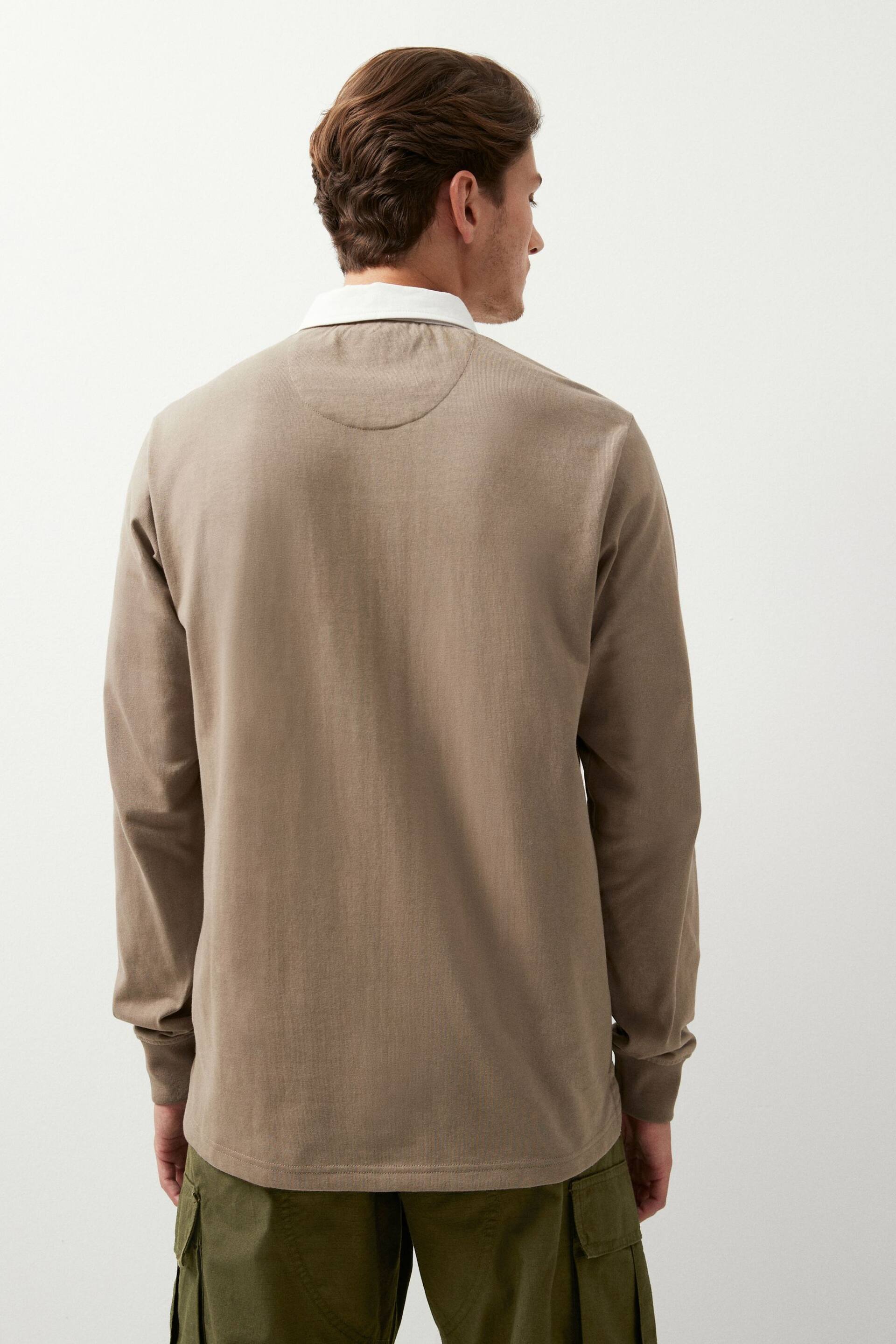 Neutral Brown Long Sleeve Rugby Shirt - Image 3 of 8