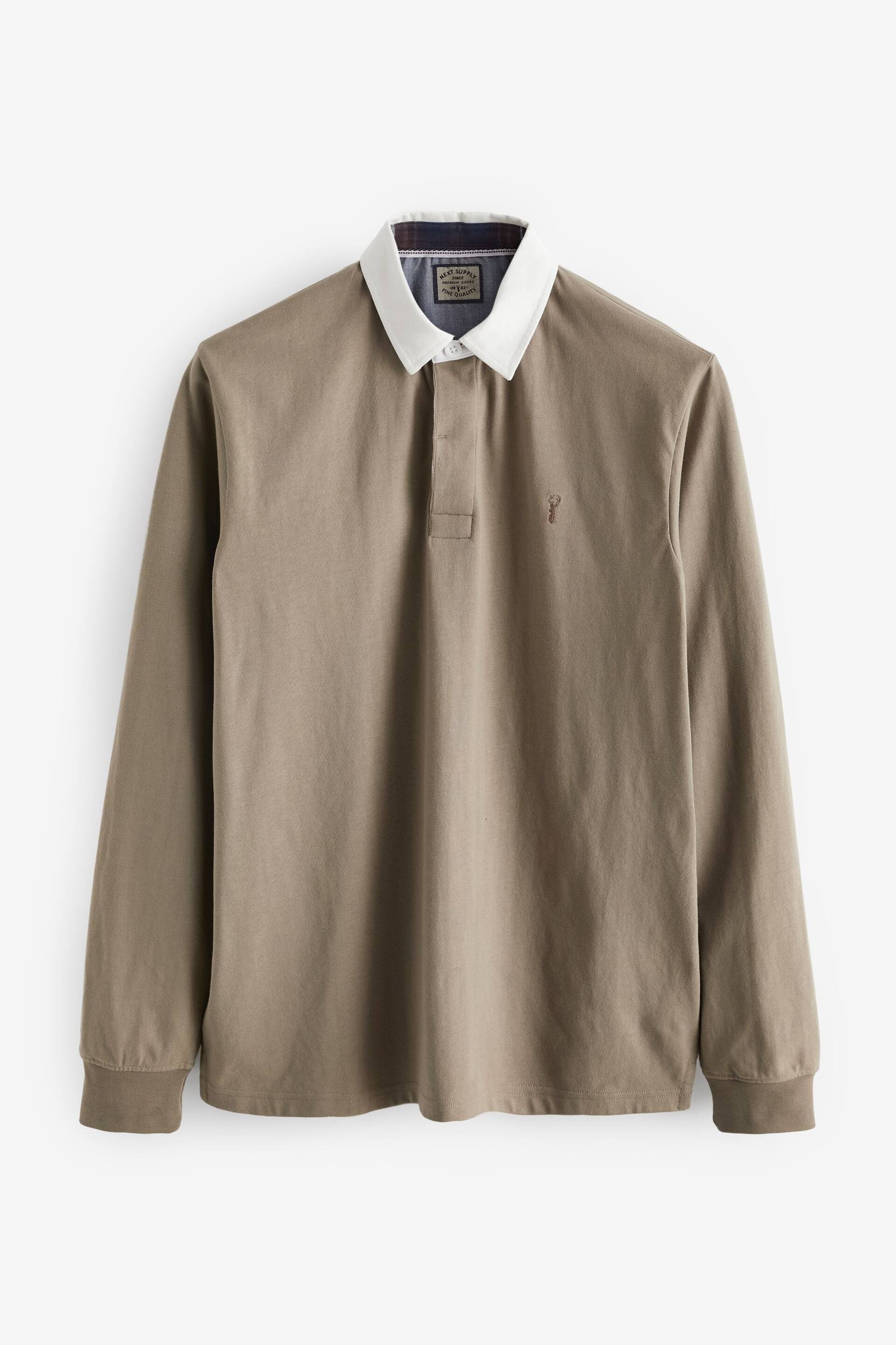 Neutral Brown Long Sleeve Rugby Shirt - Image 6 of 8