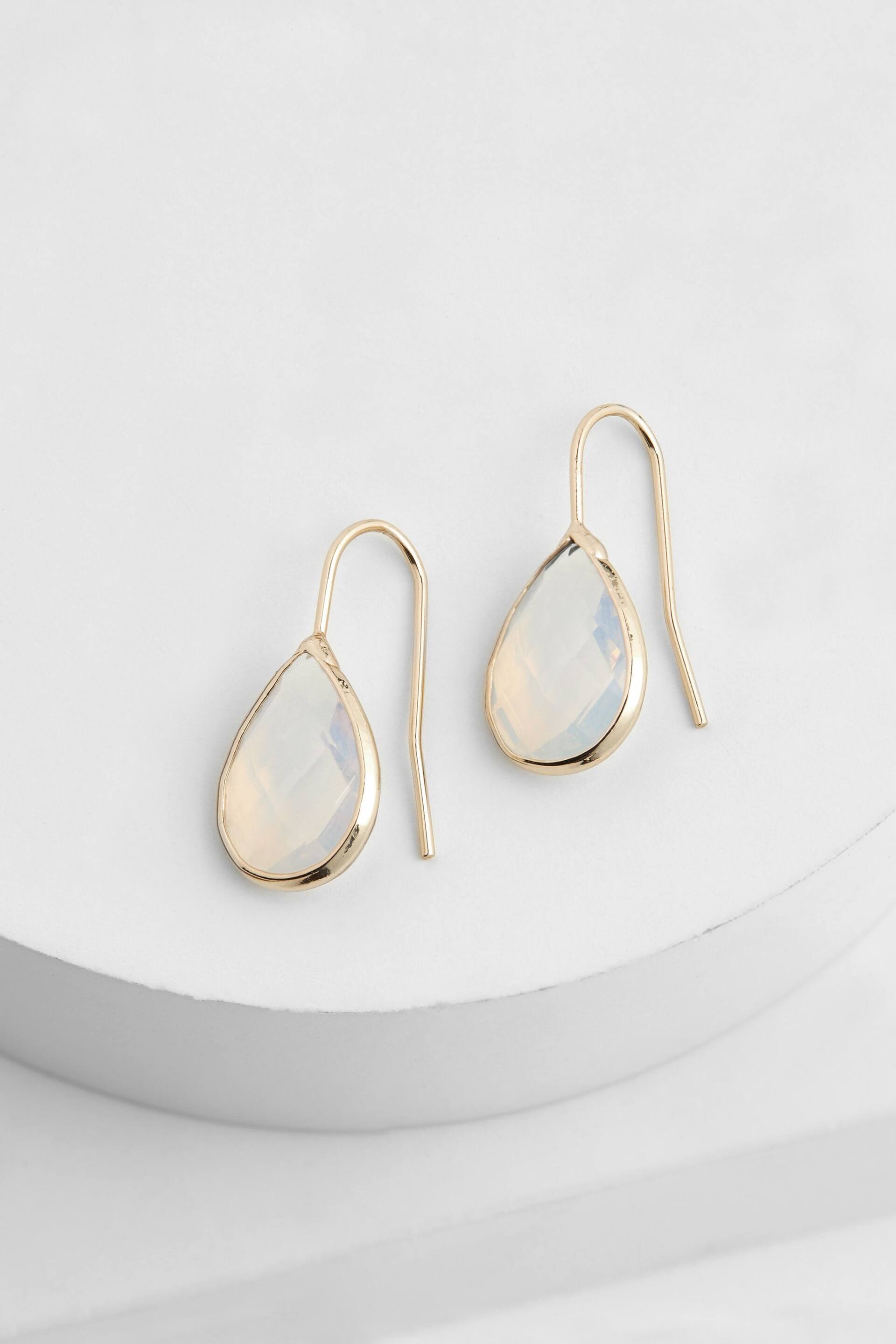 Gold Tone Teardrop Opal Earrings - Image 1 of 1