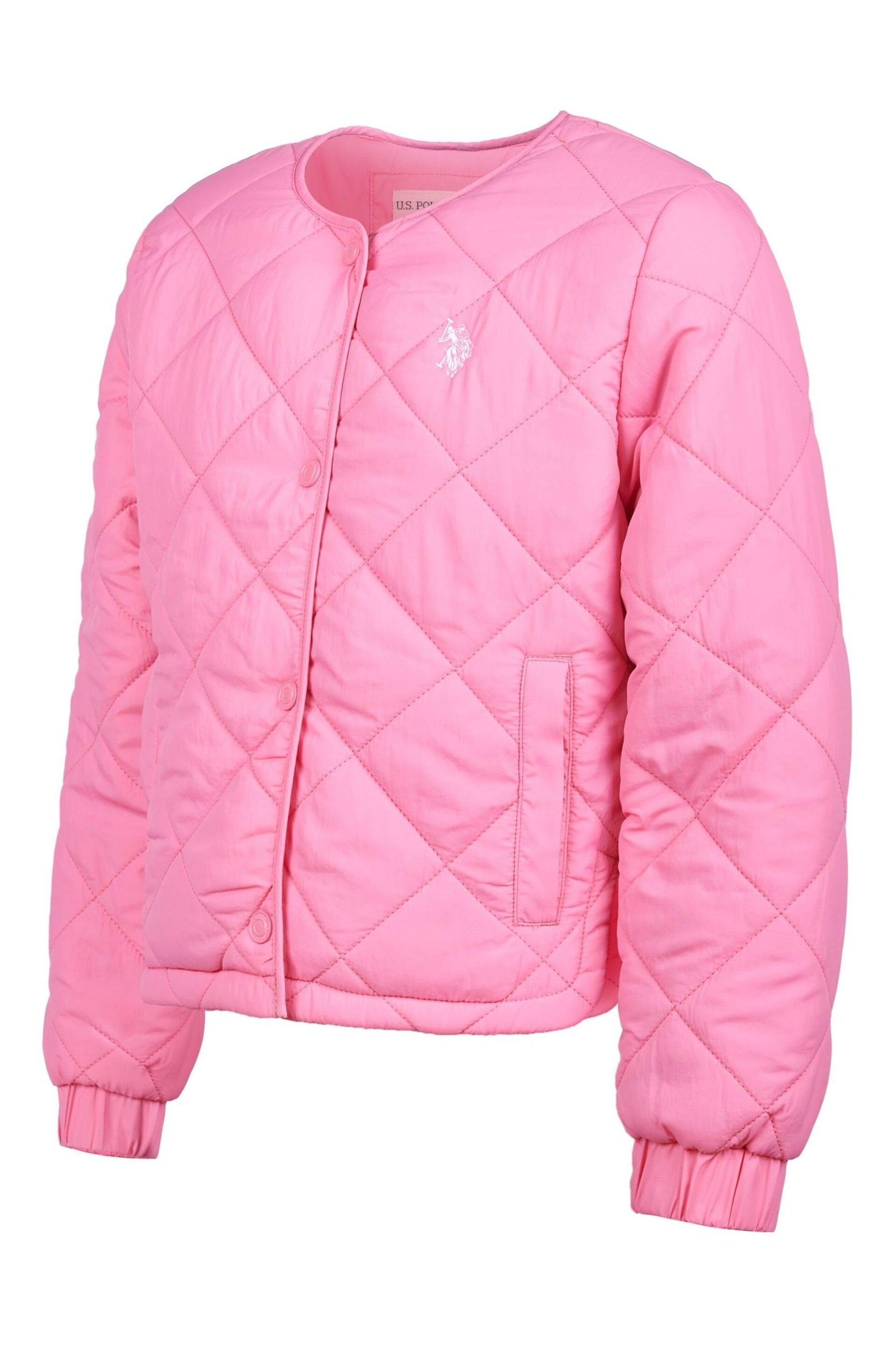 U.S. Polo Assn. Girls Pink Lightweight Puffer Jacket - Image 3 of 5