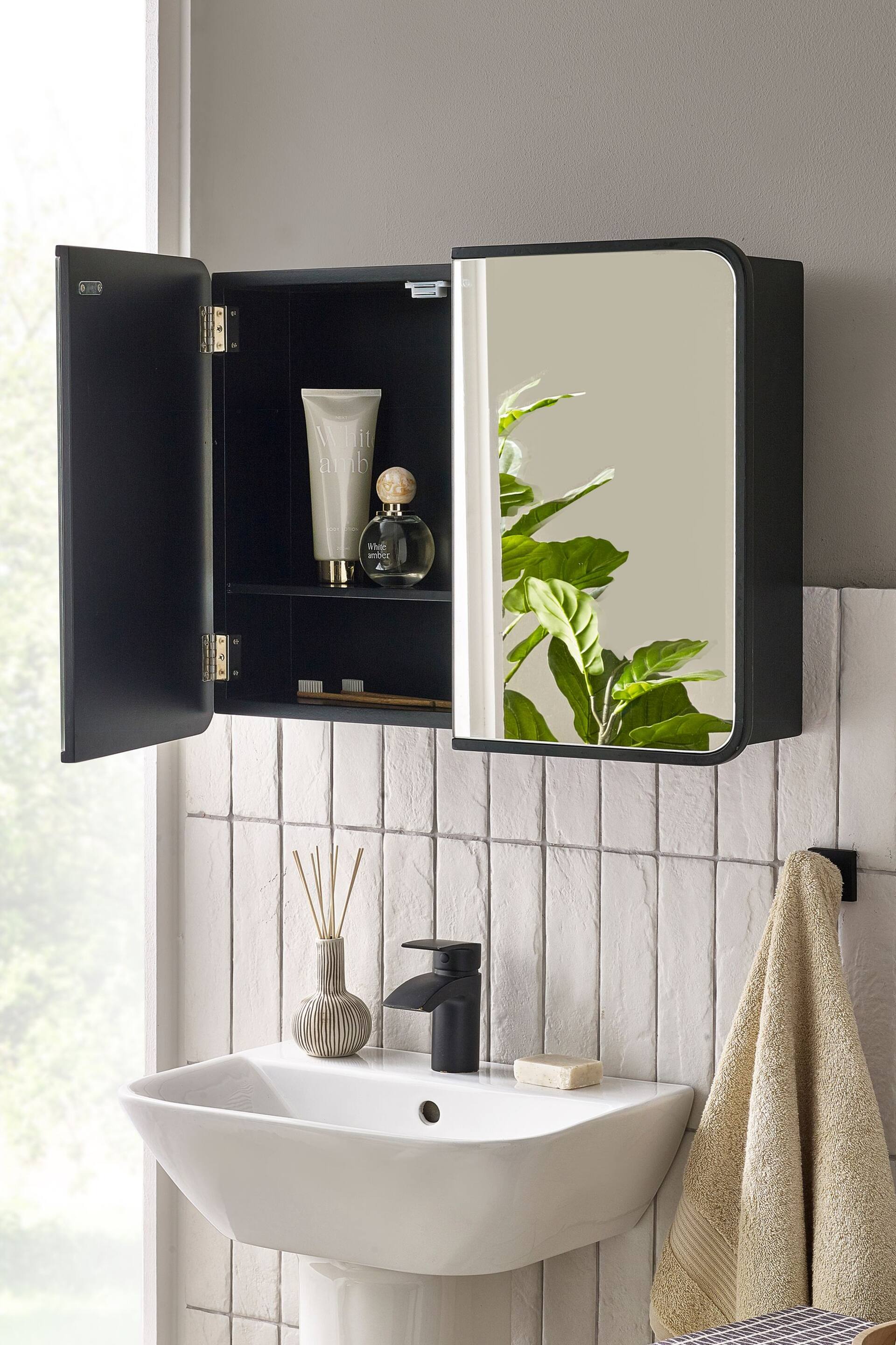 Black Mirrored Storage Double Wall Cabinet - Image 2 of 5