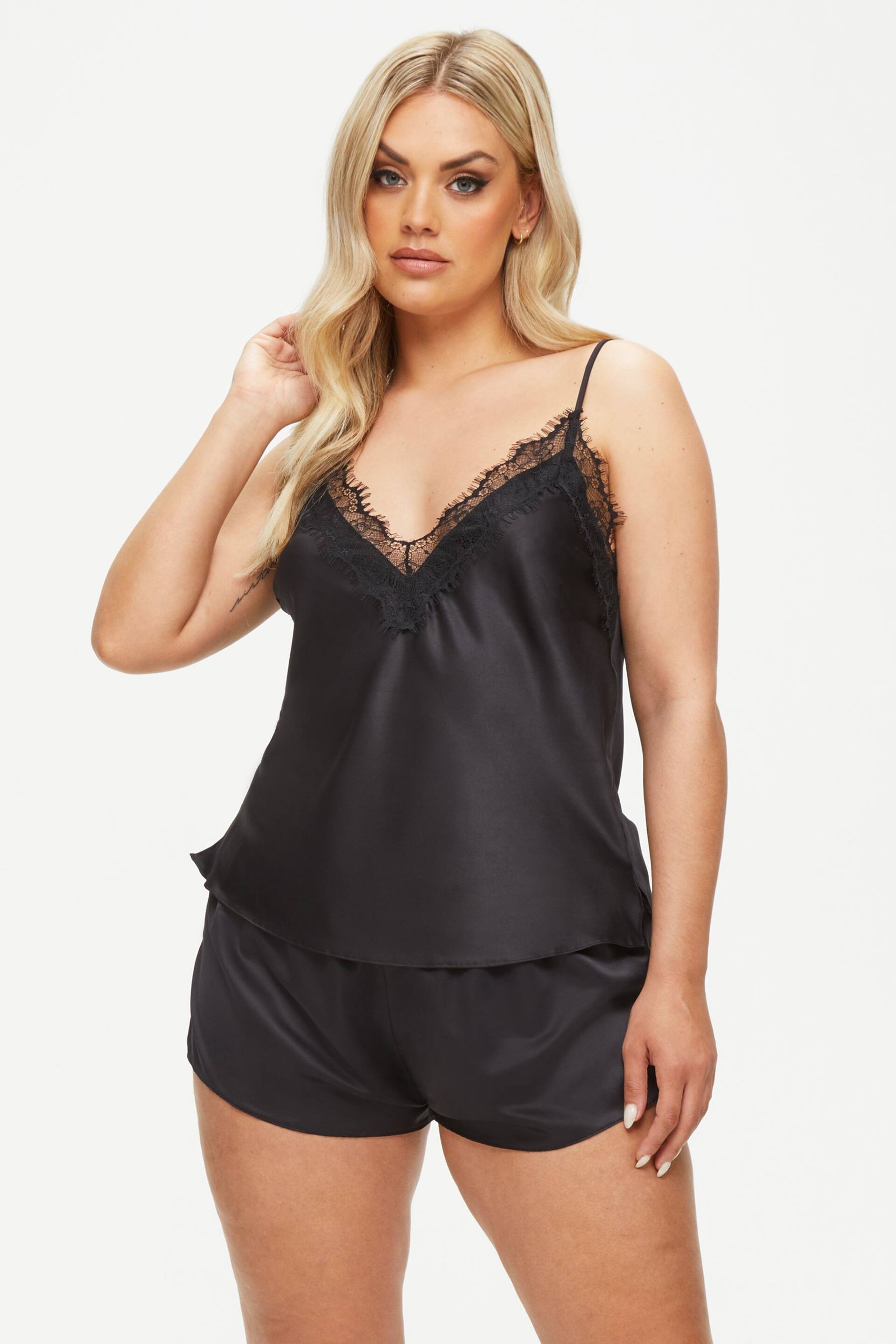 Ann Summers Black Cerise Lace and Satin Cami Pyjama Set - Image 1 of 5