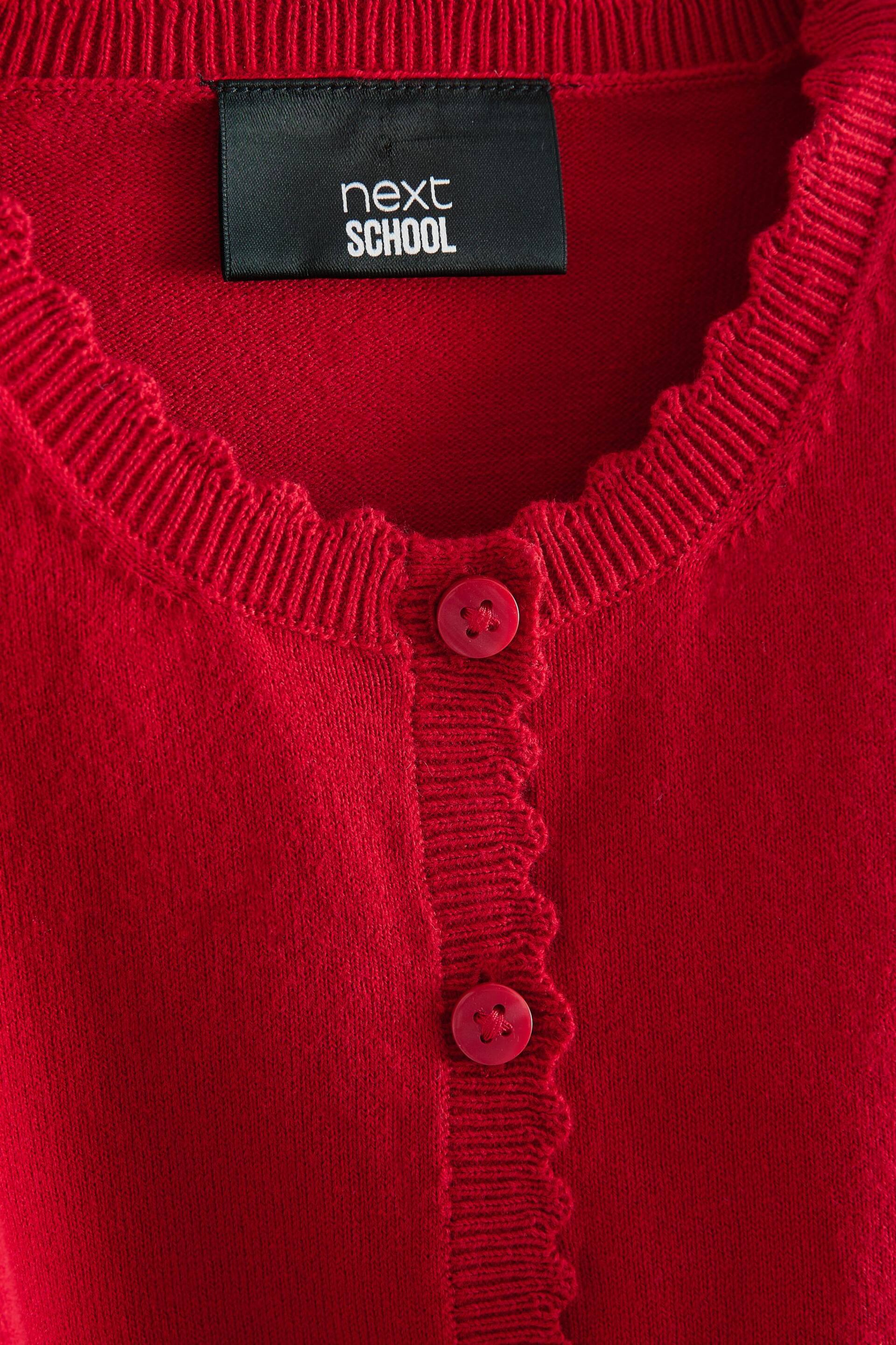 Red Cotton Rich Scalloped Edge School Cardigan (3-16yrs) - Image 7 of 7