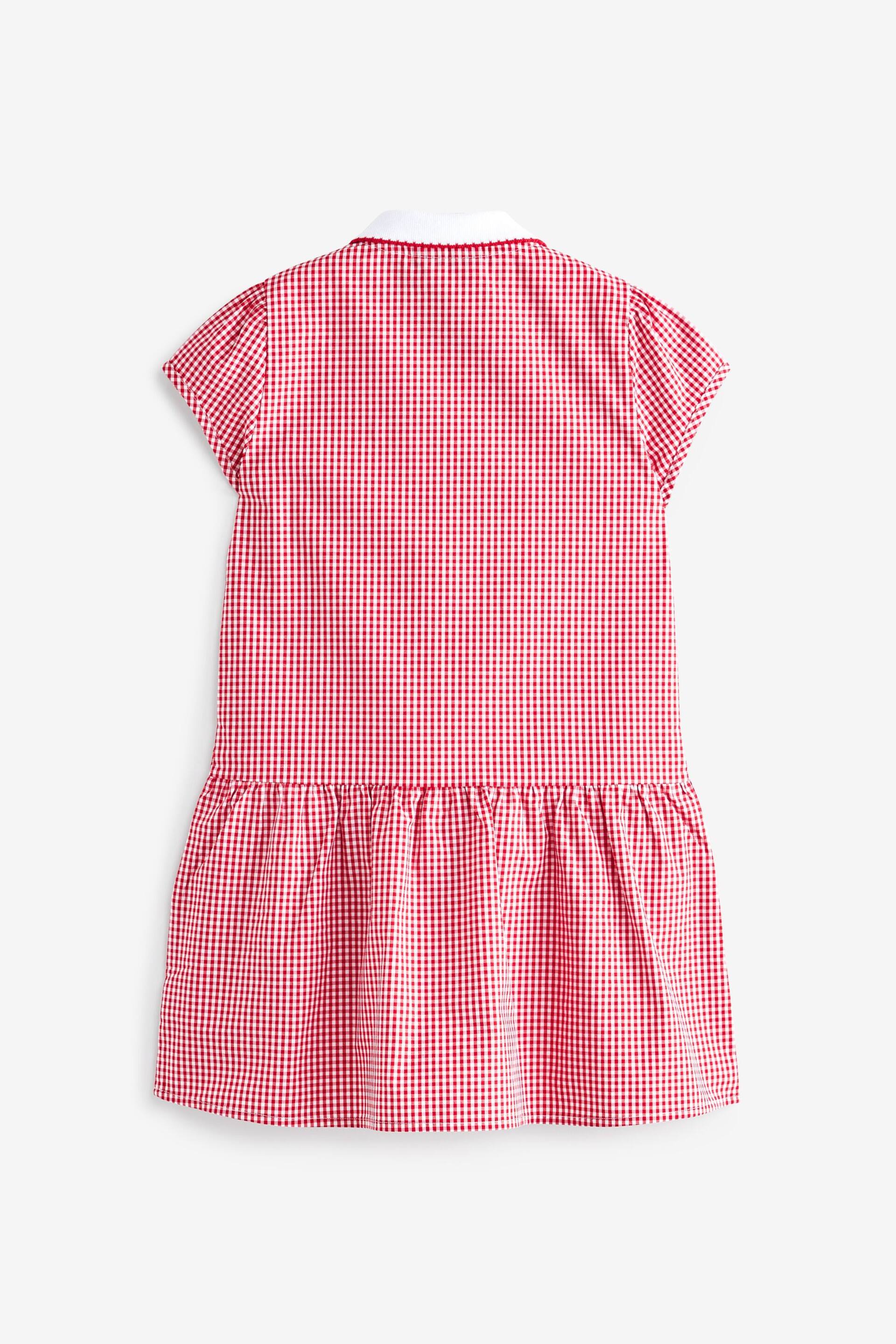 Red Cotton Rich School Gingham Zip Dress (3-14yrs) - Image 5 of 6