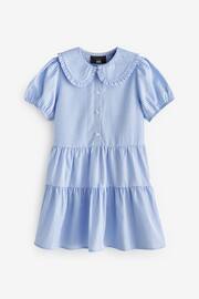Blue Cotton Rich School Gingham Tiered Pretty Collar Dress (3-14yrs) - Image 5 of 7