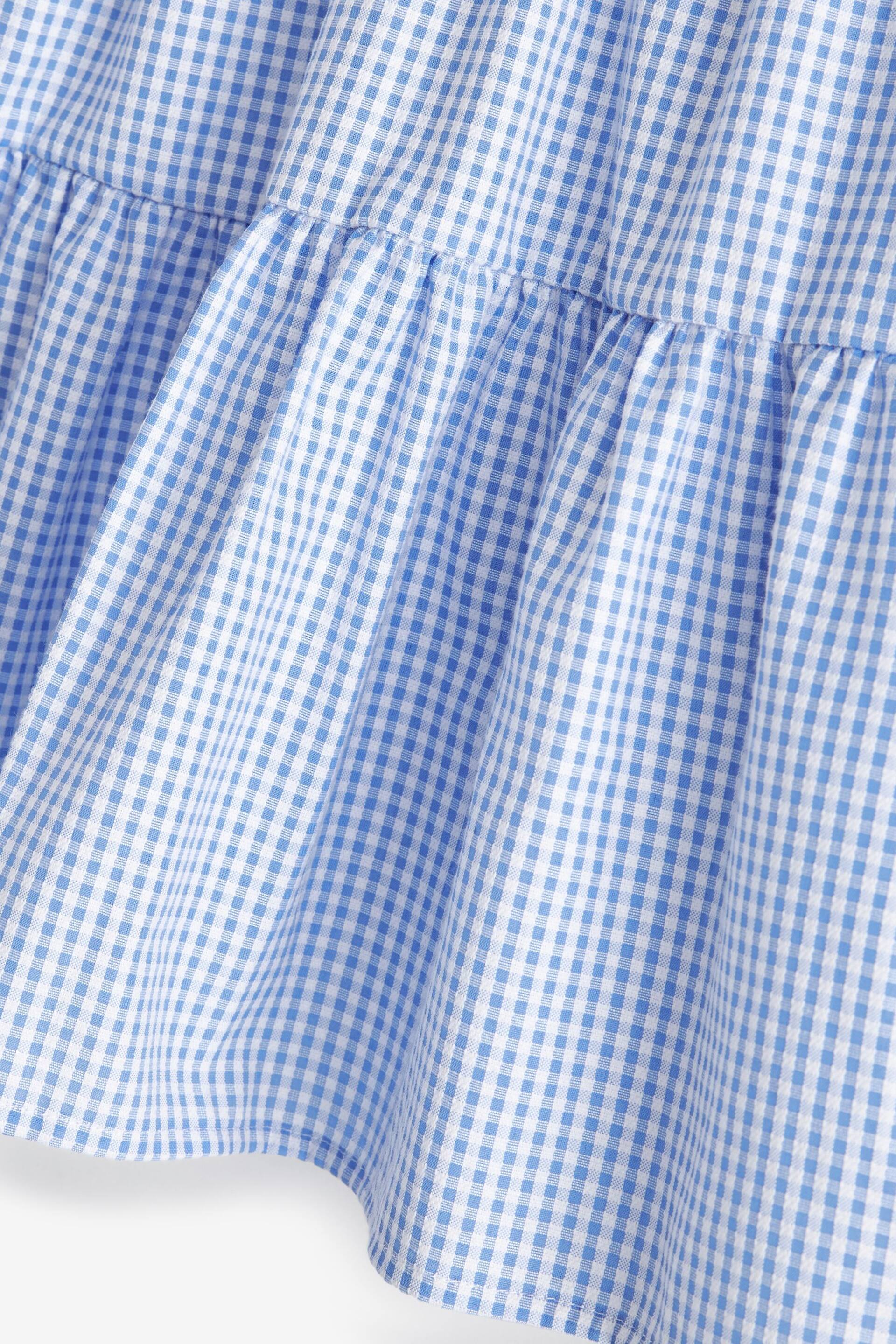 Blue Cotton Rich School Gingham Tiered Pretty Collar Dress (3-14yrs) - Image 7 of 7