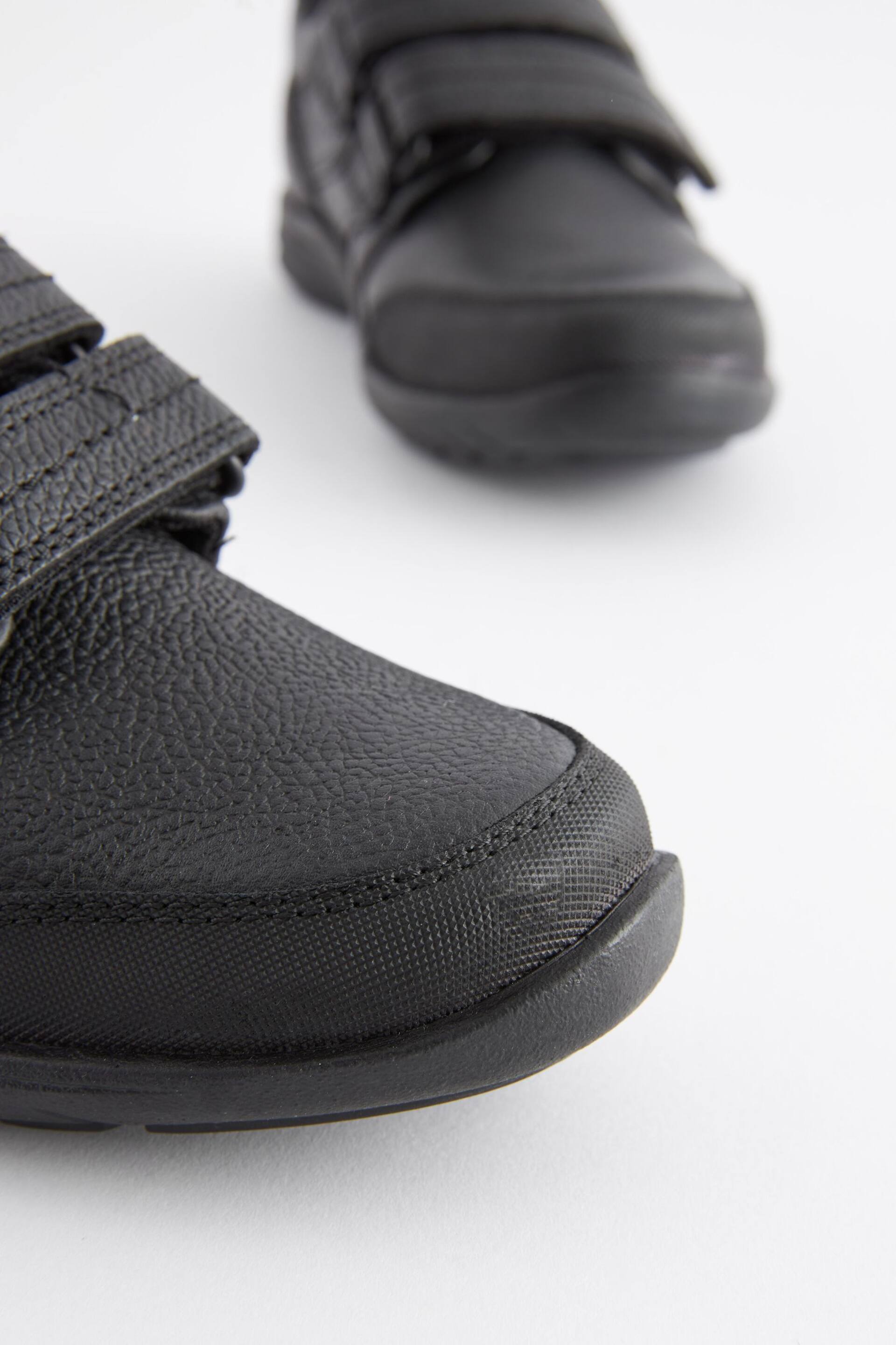 Black Wide Fit (G) School Leather Strap Touch Fasten Shoes - Image 4 of 5