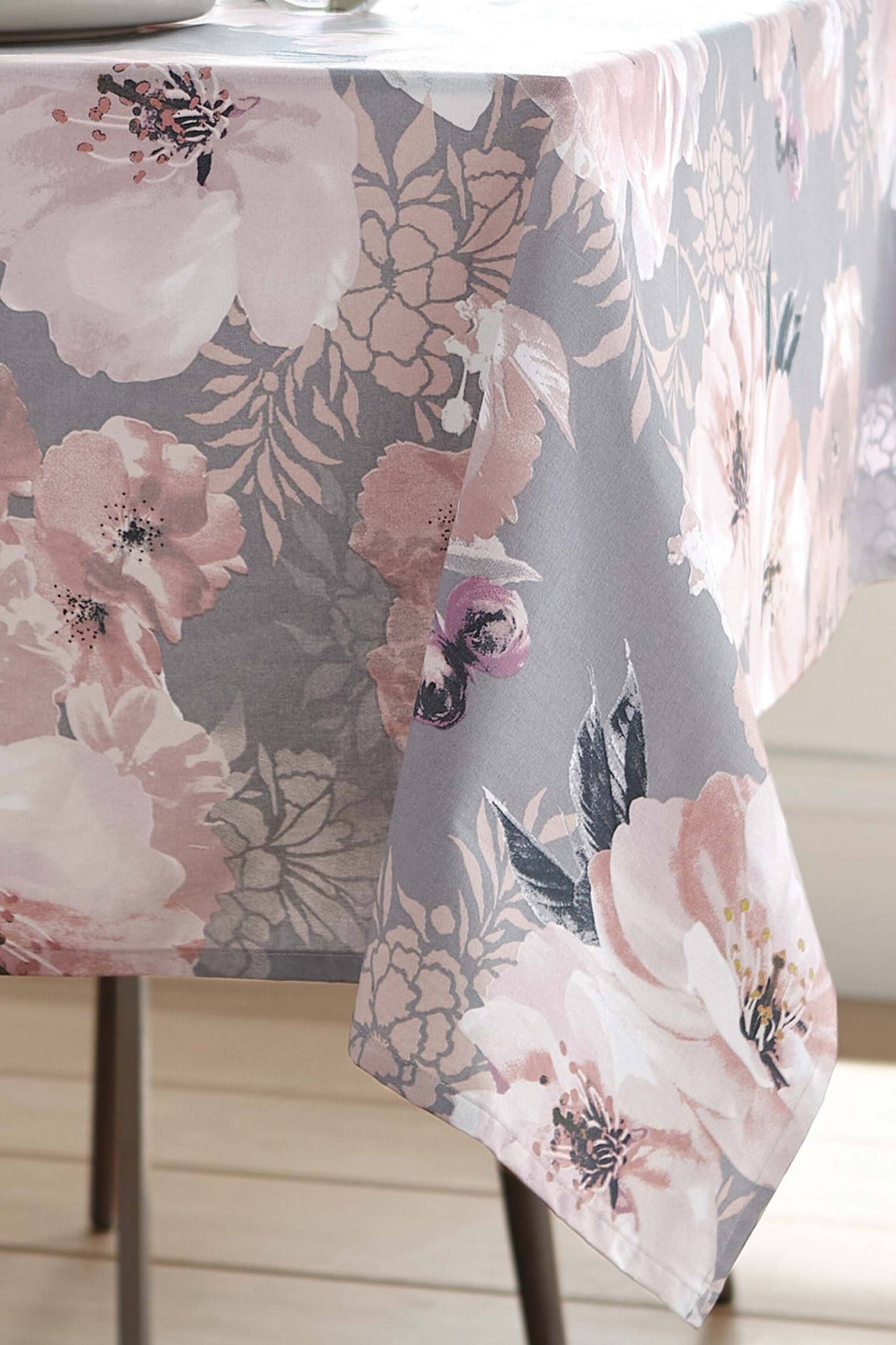 Catherine Lansfield Grey Dramatic Floral Table Cloth - Image 2 of 2