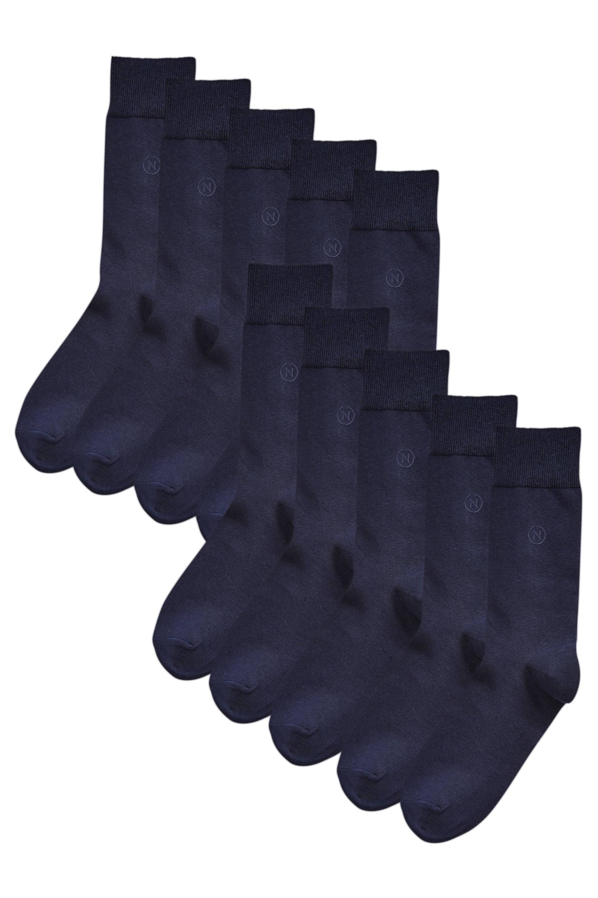 Navy Blue Logo 10 Pack Embroidered Lasting Fresh Socks - Image 1 of 3