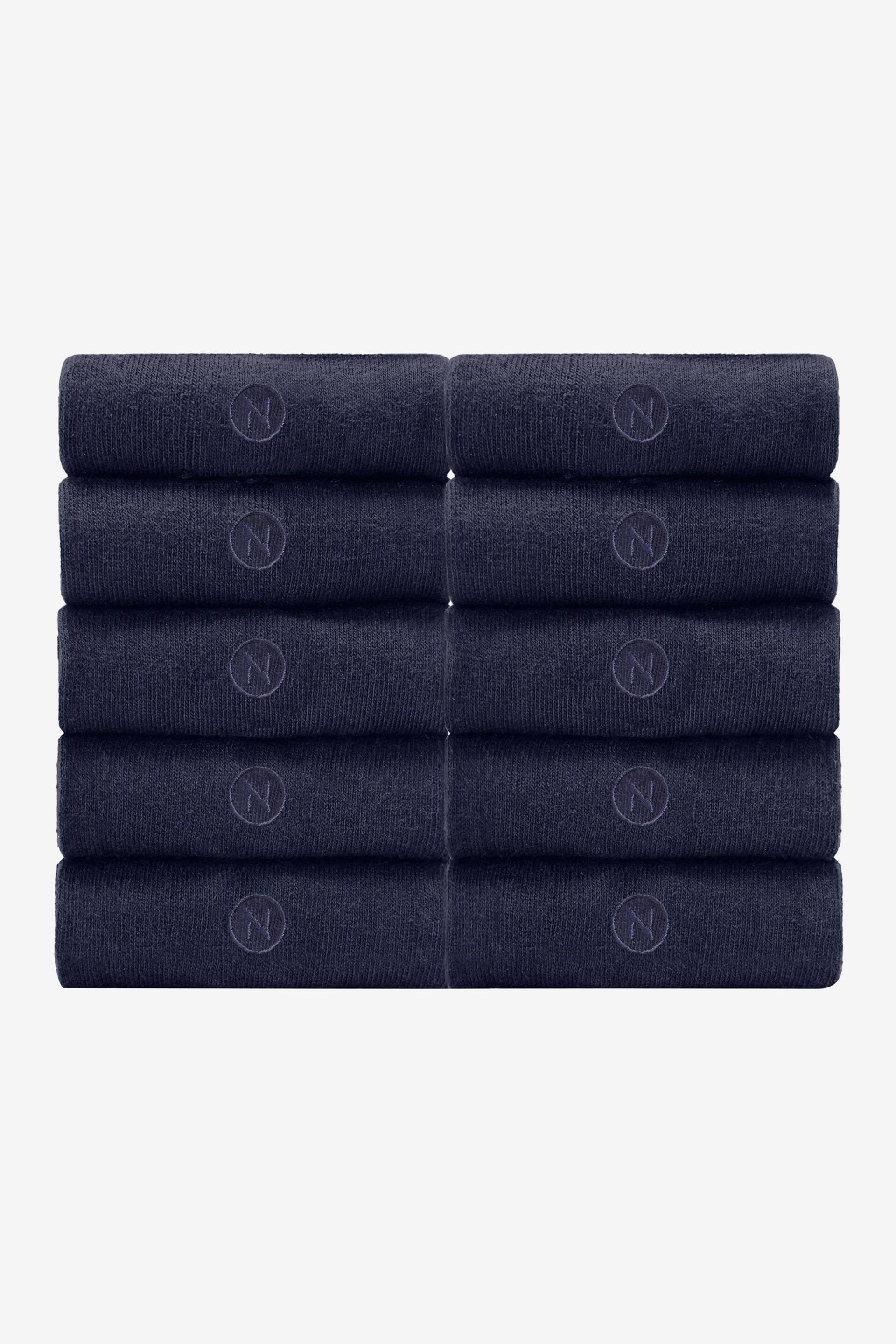 Navy Blue Logo 10 Pack Embroidered Lasting Fresh Socks - Image 2 of 3