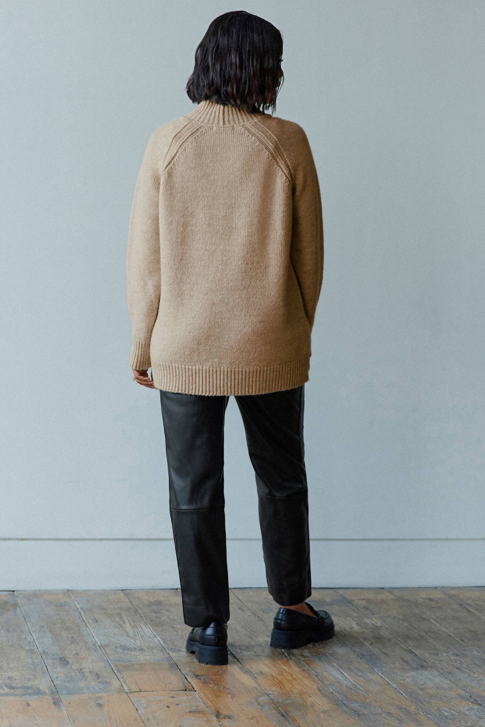 Camel Brown High Neck Long Line Jumper - Image 3 of 6