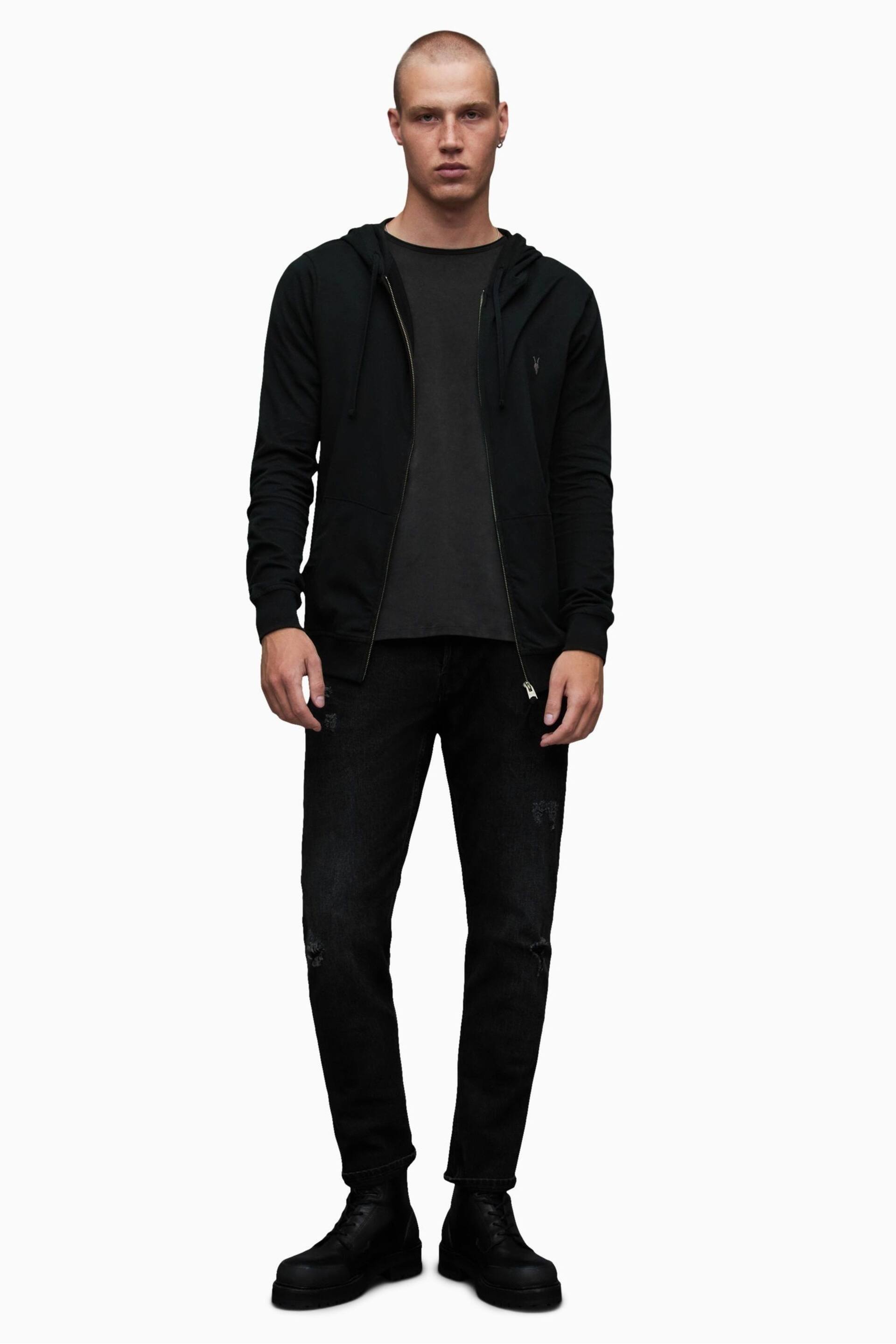 AllSaints Black Brace Hoodie - Image 3 of 6