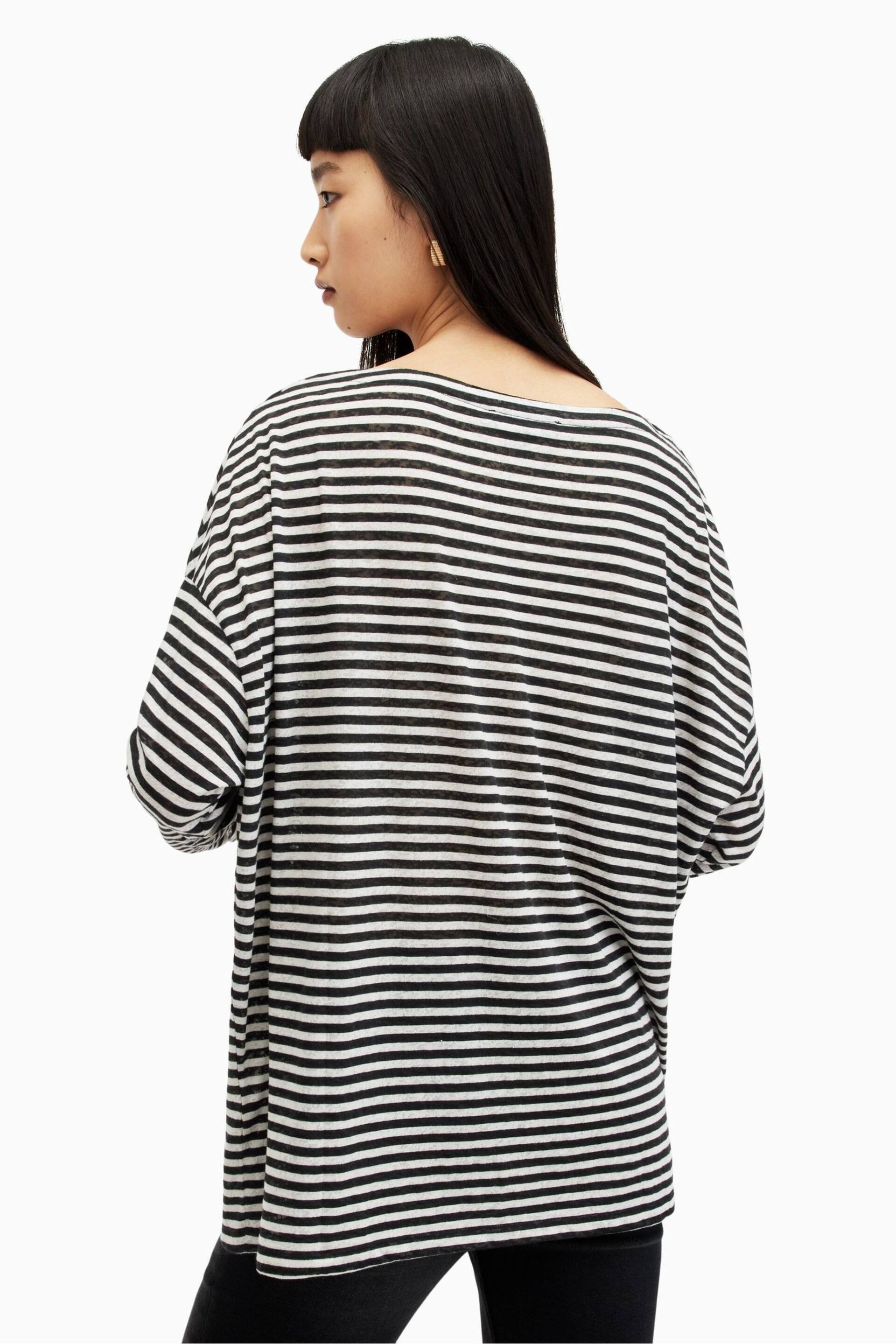 AllSaints Black Stripe Rita T-Shirt - Image 2 of 6