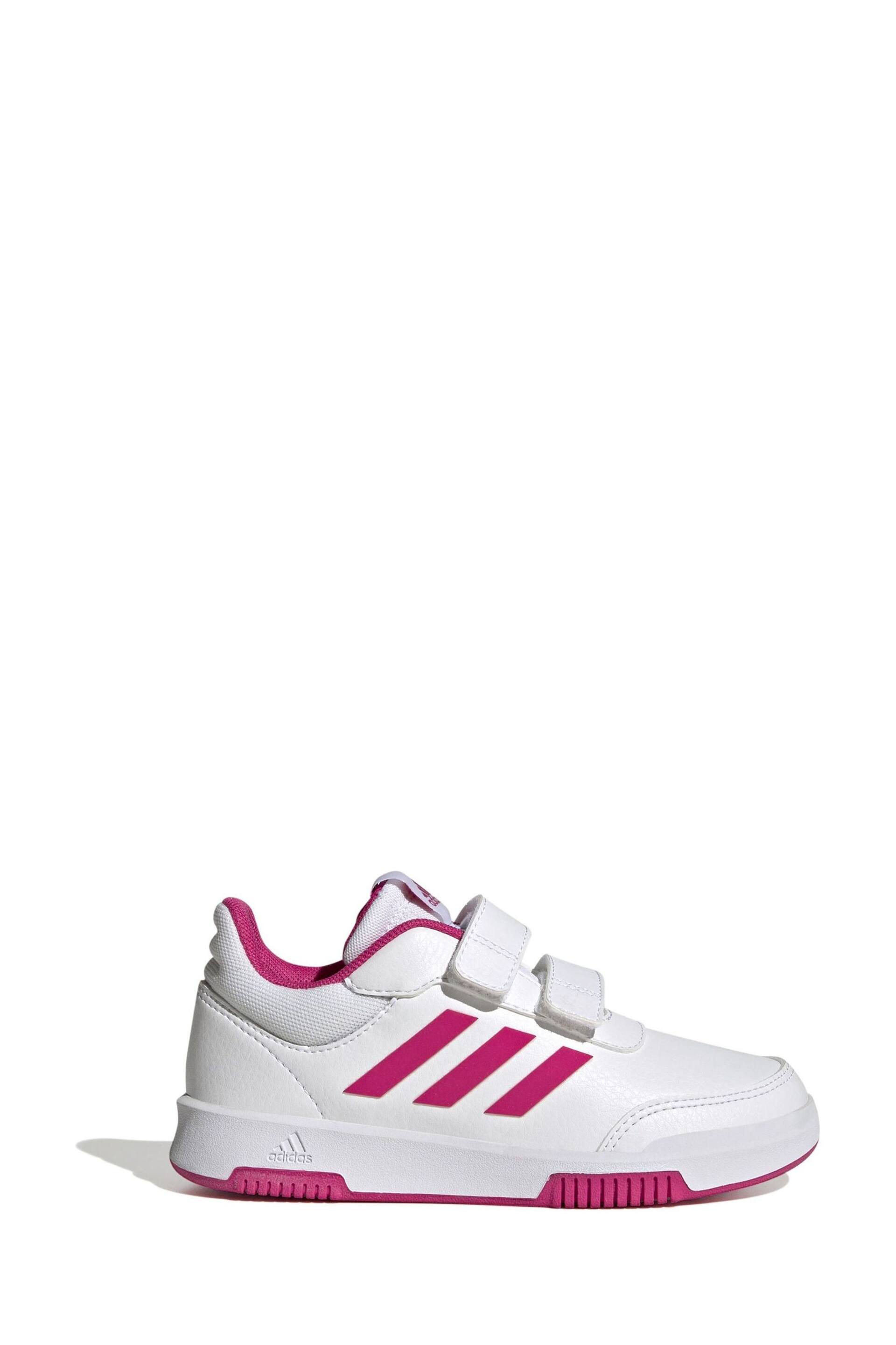 adidas White/Pink Tensaur Hook and Loop Shoes - Image 1 of 9