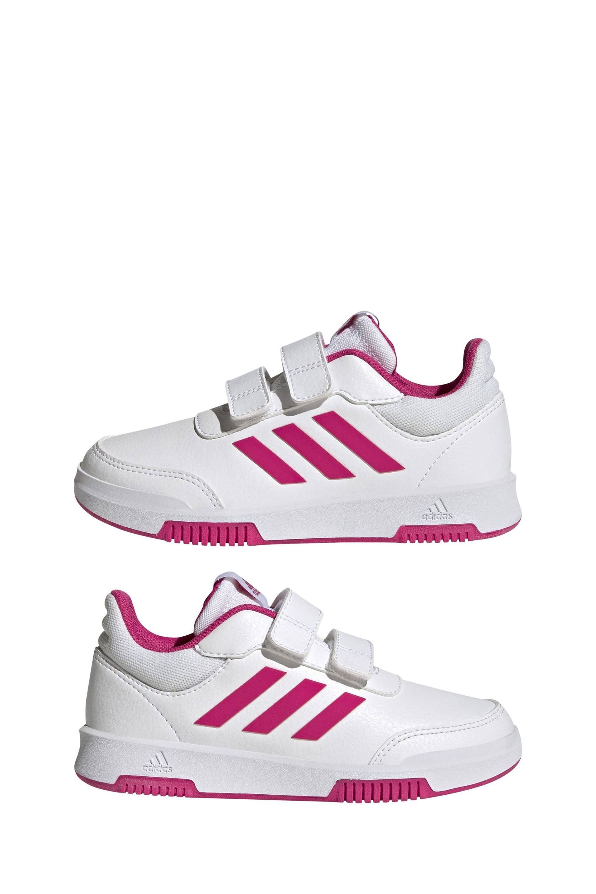 adidas White/Pink Tensaur Hook and Loop Shoes - Image 4 of 9