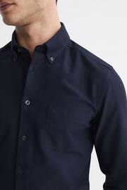 Reiss Navy Greenwich Slim Fit Cotton Oxford Shirt - Image 4 of 8