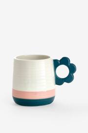 Teal Blue Flower Handle Mug - Image 4 of 4