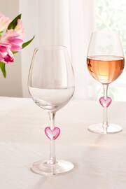 Set of 2 Clear Heart Stem Wine Glasses - Image 1 of 4