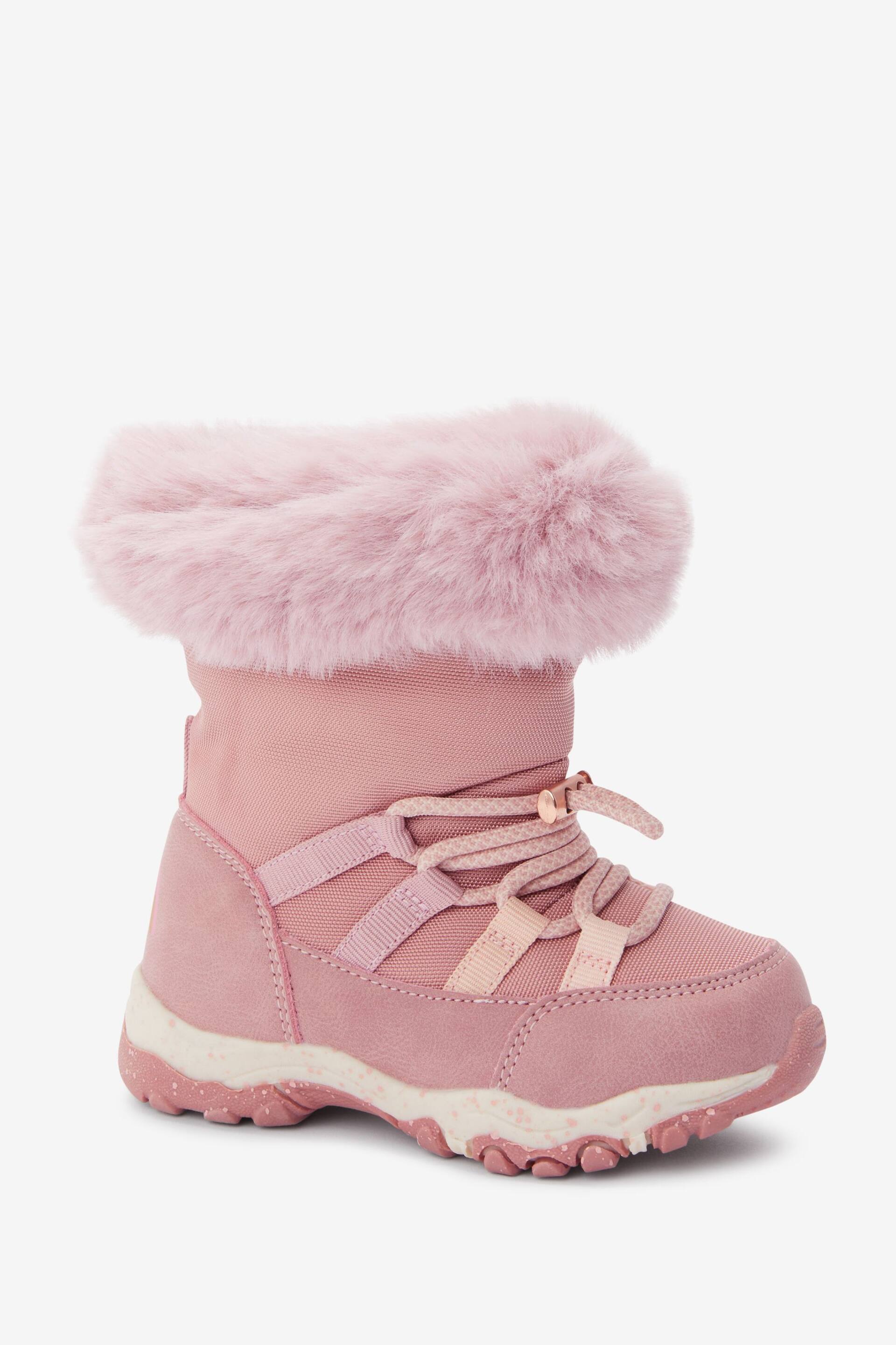 Pink Water Resistant Warm Lined Snow Boots - Image 2 of 5