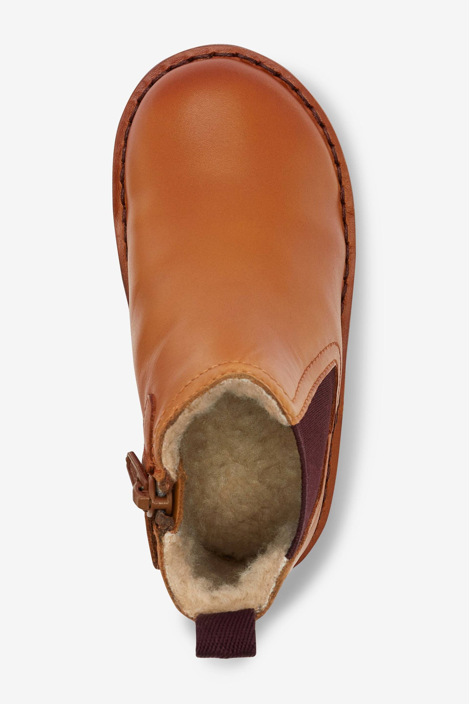 Tan Brown Wide Fit (G) Warm Lined Leather Chelsea Boots - Image 3 of 4