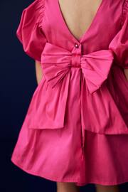 Fuchsia Pink Taffeta Flower Girl Bow Dress (3mths-10yrs) - Image 3 of 7
