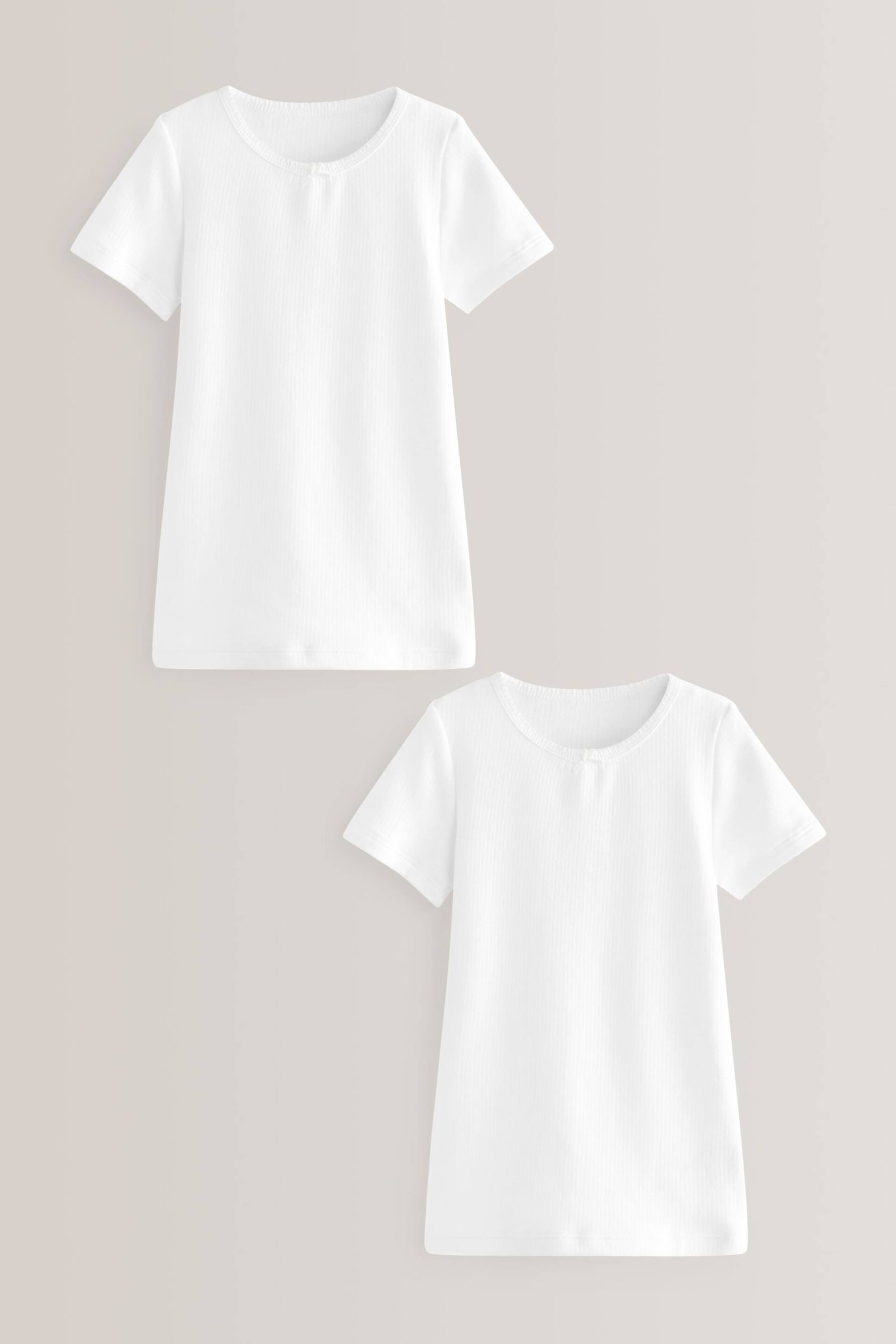 White Thermal 2 Pack Bow Trim T-Shirts (2-16yrs) - Image 1 of 4