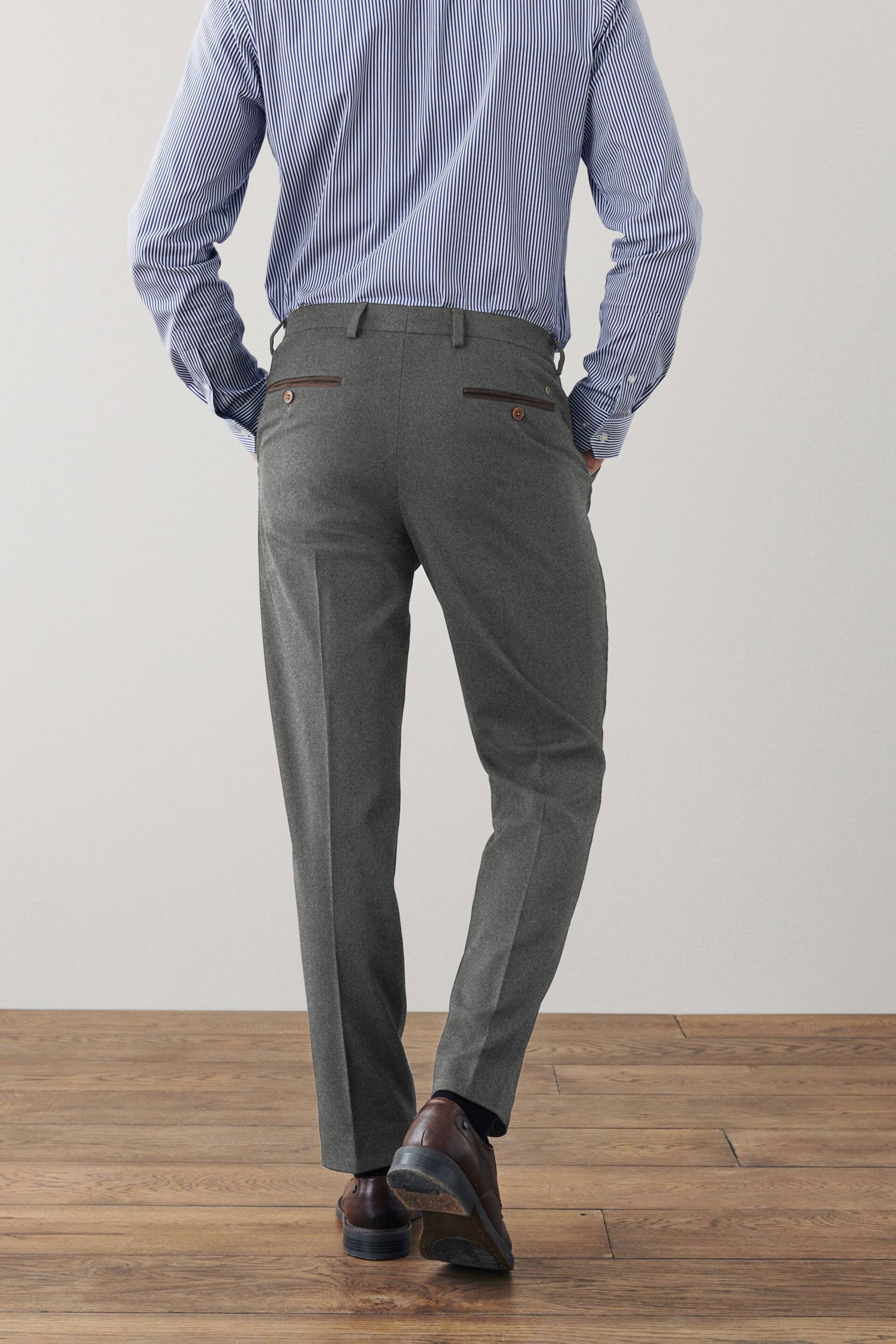 Grey Tailored Trimmed Donegal Fabric Suit: Trousers - Image 3 of 9