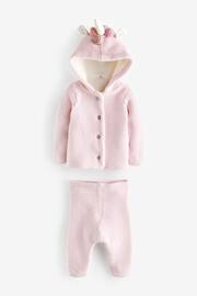 Bonjour Bebe Pink Unicorn Cotton Knitted 2-Piece Set - Image 1 of 3