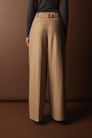 Camel Brown Premium Wool Blend Wide Trousers - Image 5 of 11