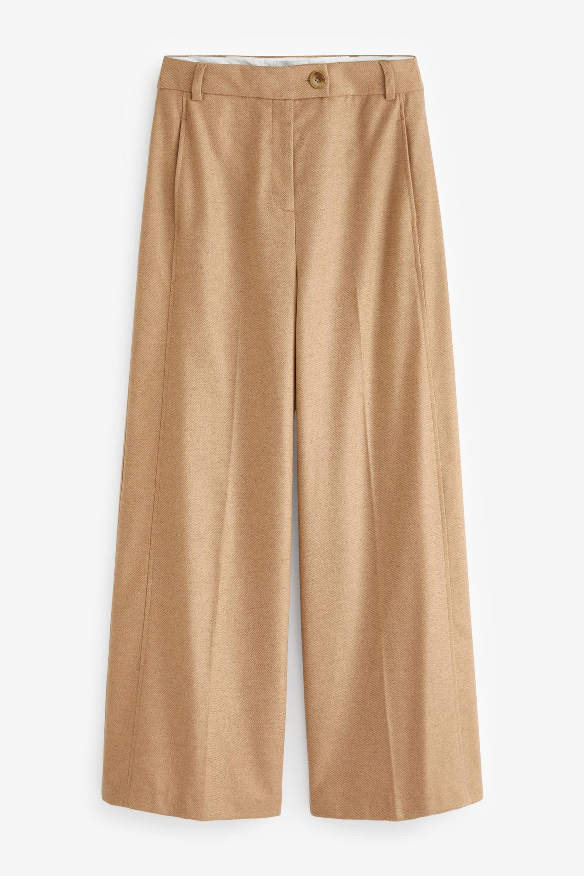 Camel Brown Premium Wool Blend Wide Trousers - Image 7 of 11