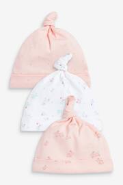Pale Pink Floral Baby Tie Top Hat 3 Packs (0-18mths) - Image 1 of 5