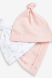 Pale Pink Floral Baby Tie Top Hat 3 Packs (0-18mths) - Image 2 of 5