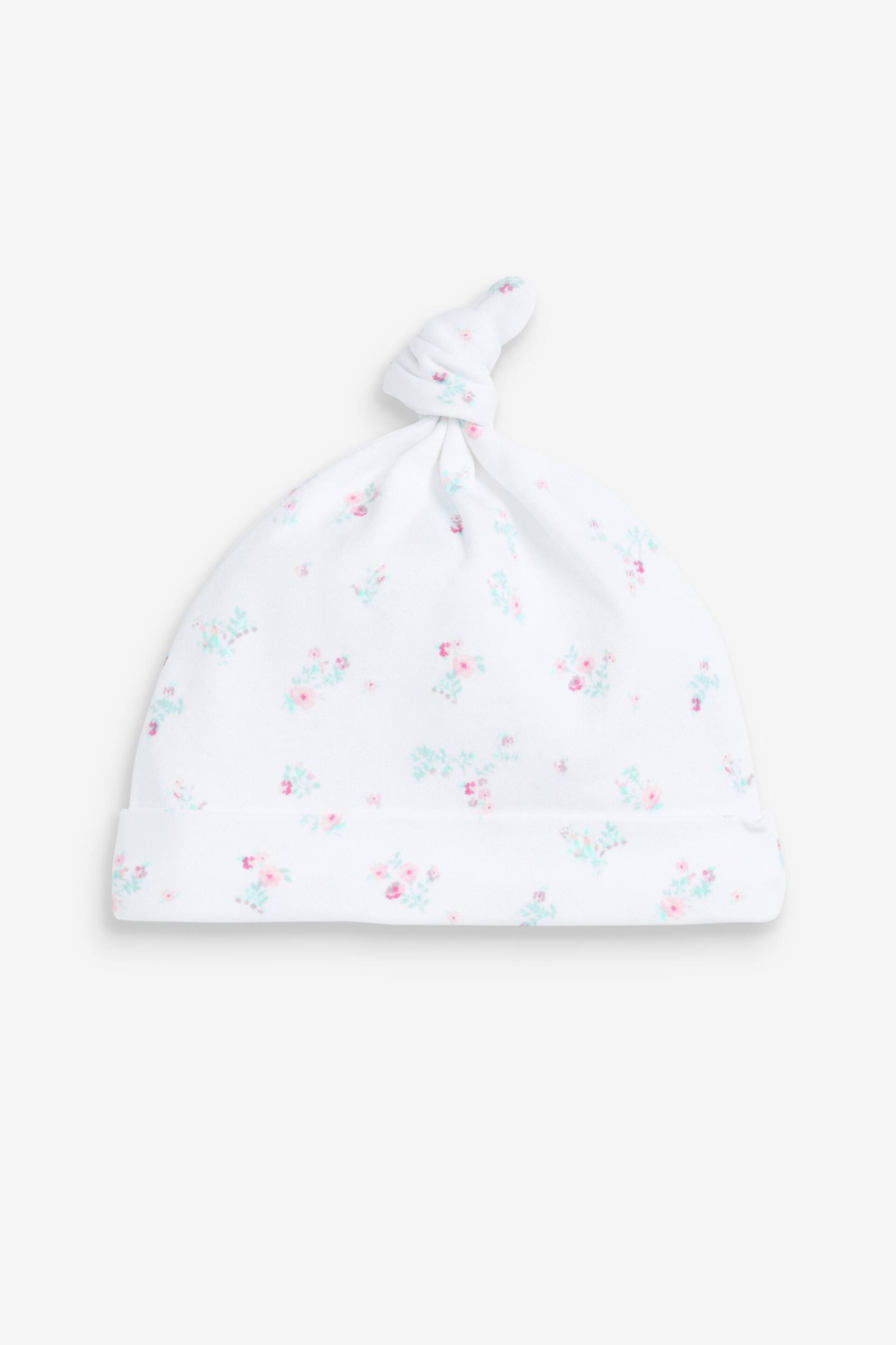 Pale Pink Floral Baby Tie Top Hat 3 Packs (0-18mths) - Image 3 of 5