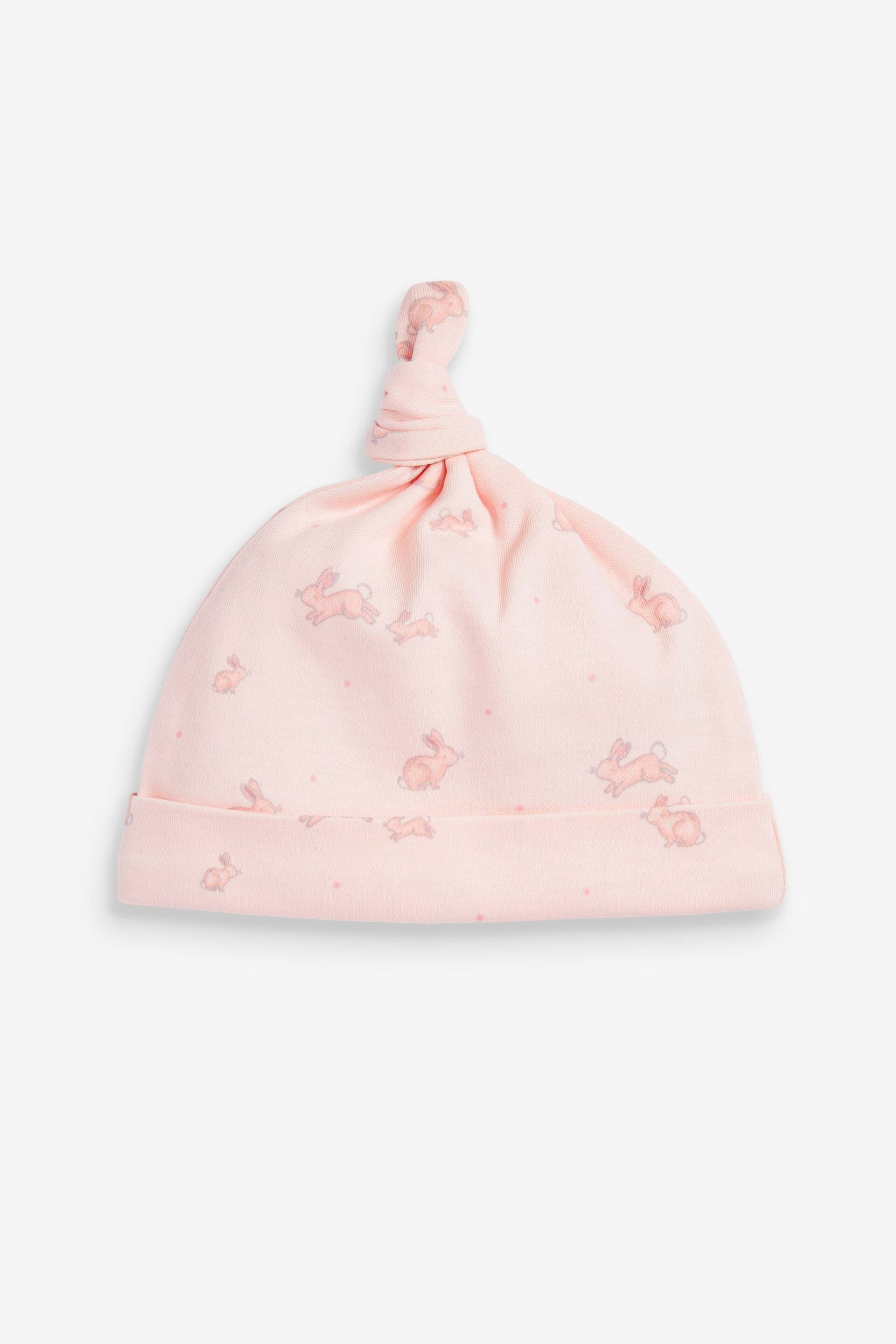 Pale Pink Floral Baby Tie Top Hat 3 Packs (0-18mths) - Image 5 of 5