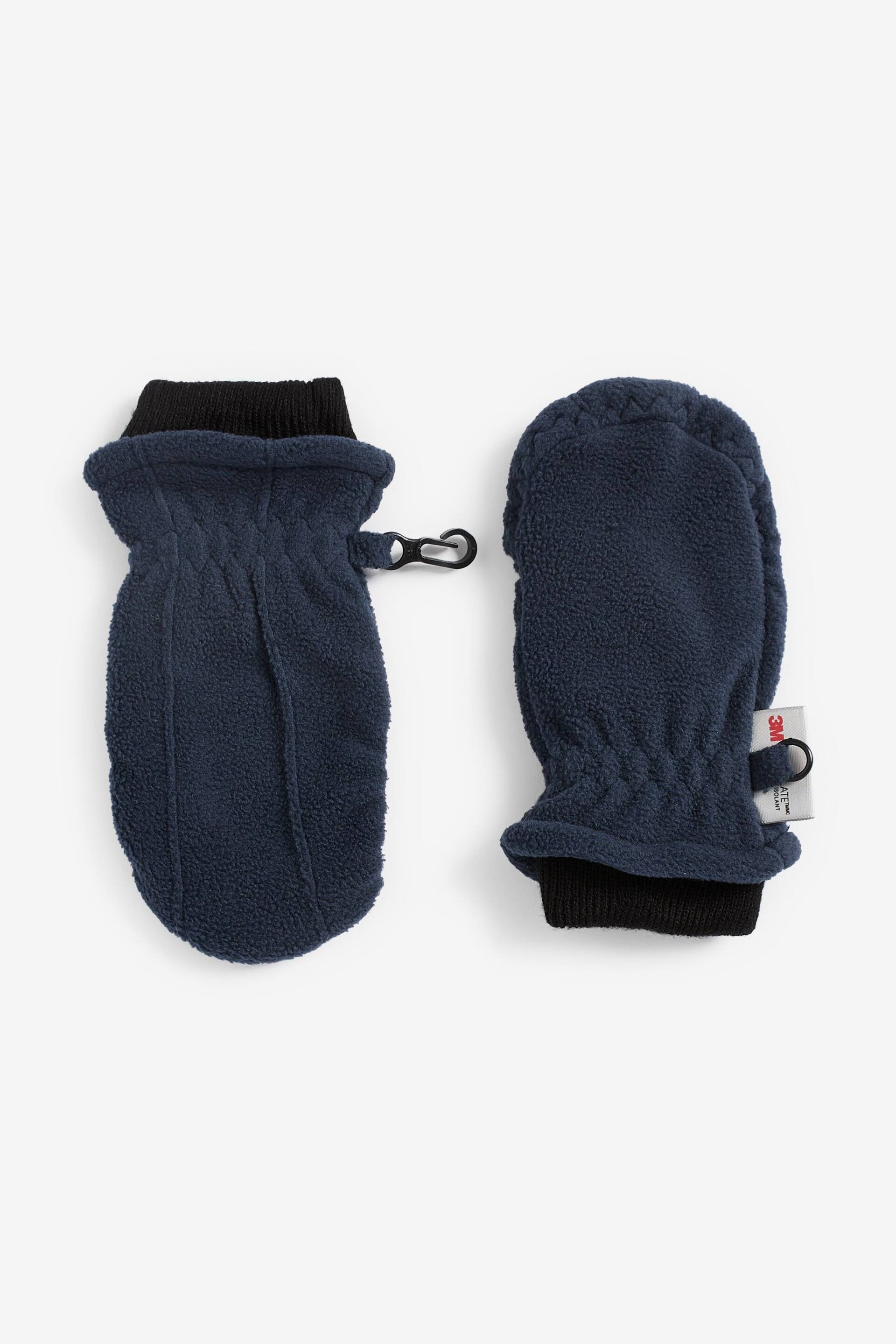 Navy Blue 2 Pack Fleece Mittens (3mths-6yrs) - Image 2 of 2