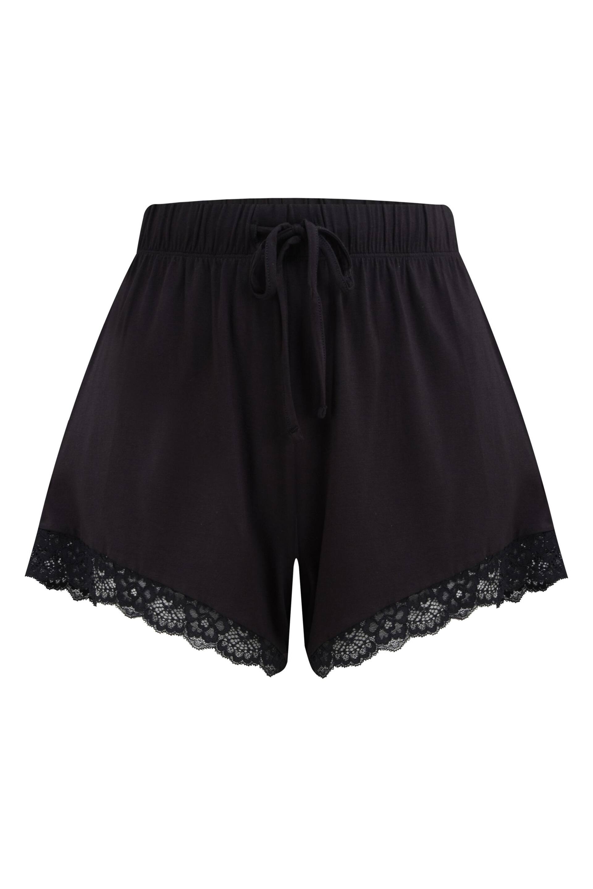 Pour Moi Black Sofa Loves Lace Soft Jersey Shorts - Image 9 of 9