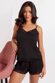 Pour Moi Black Sofa Loves Lace Soft Jersey Shorts - Image 2 of 9