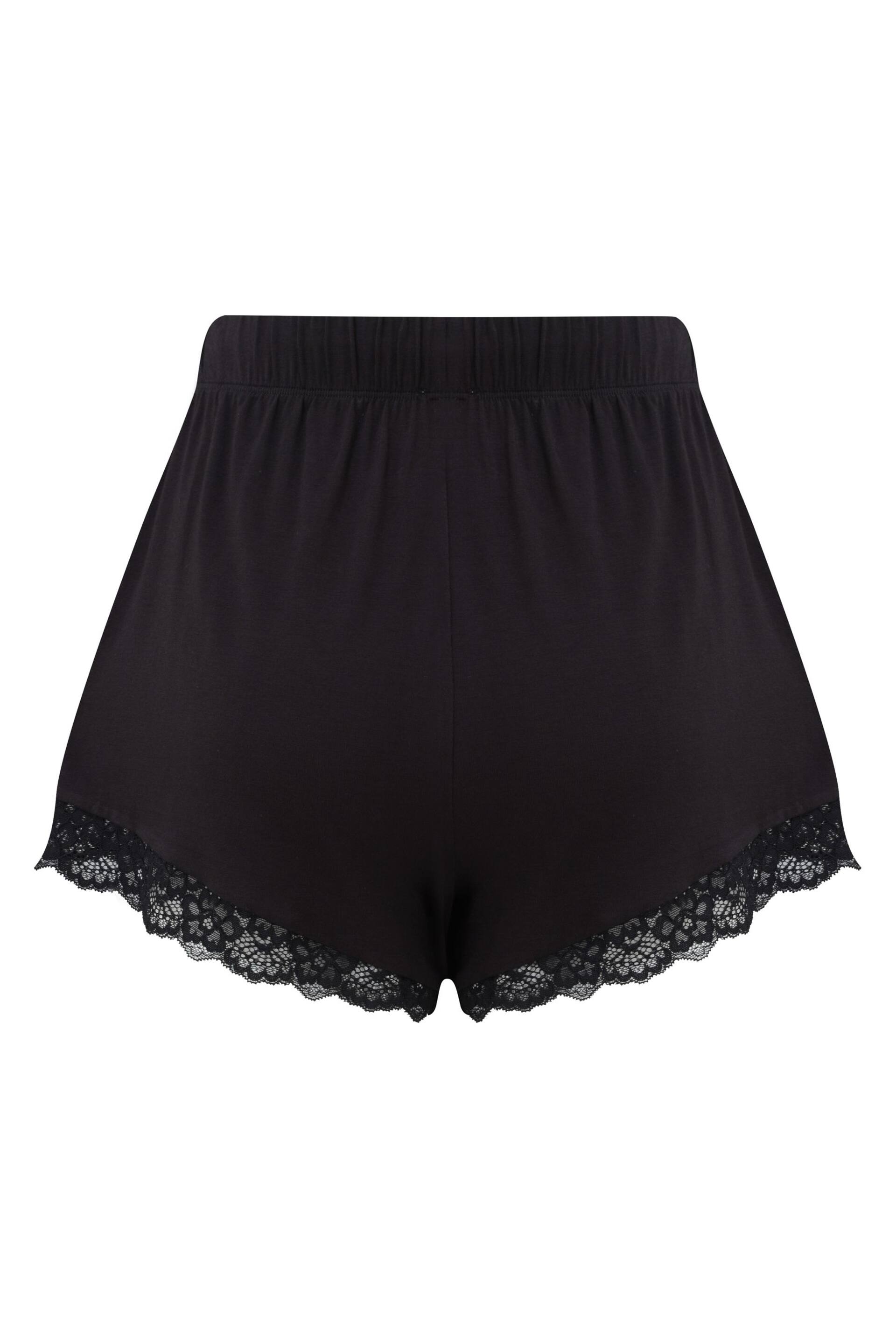 Pour Moi Black Sofa Loves Lace Soft Jersey Shorts - Image 5 of 9
