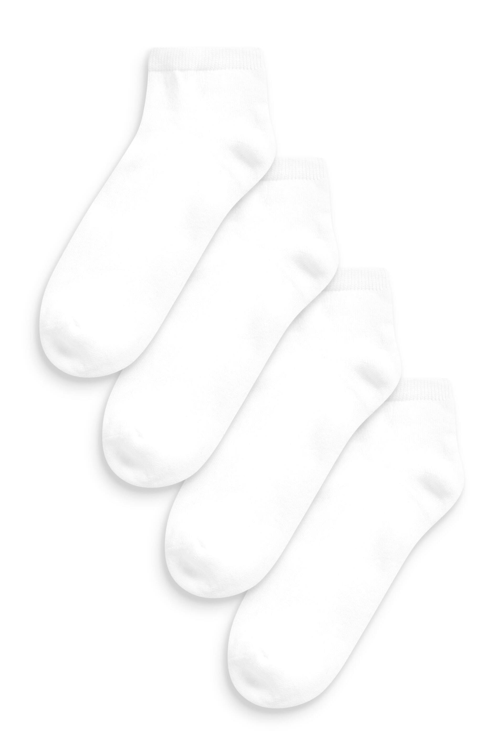 White Cushion Sole Trainer Socks 4 Pack - Image 1 of 2