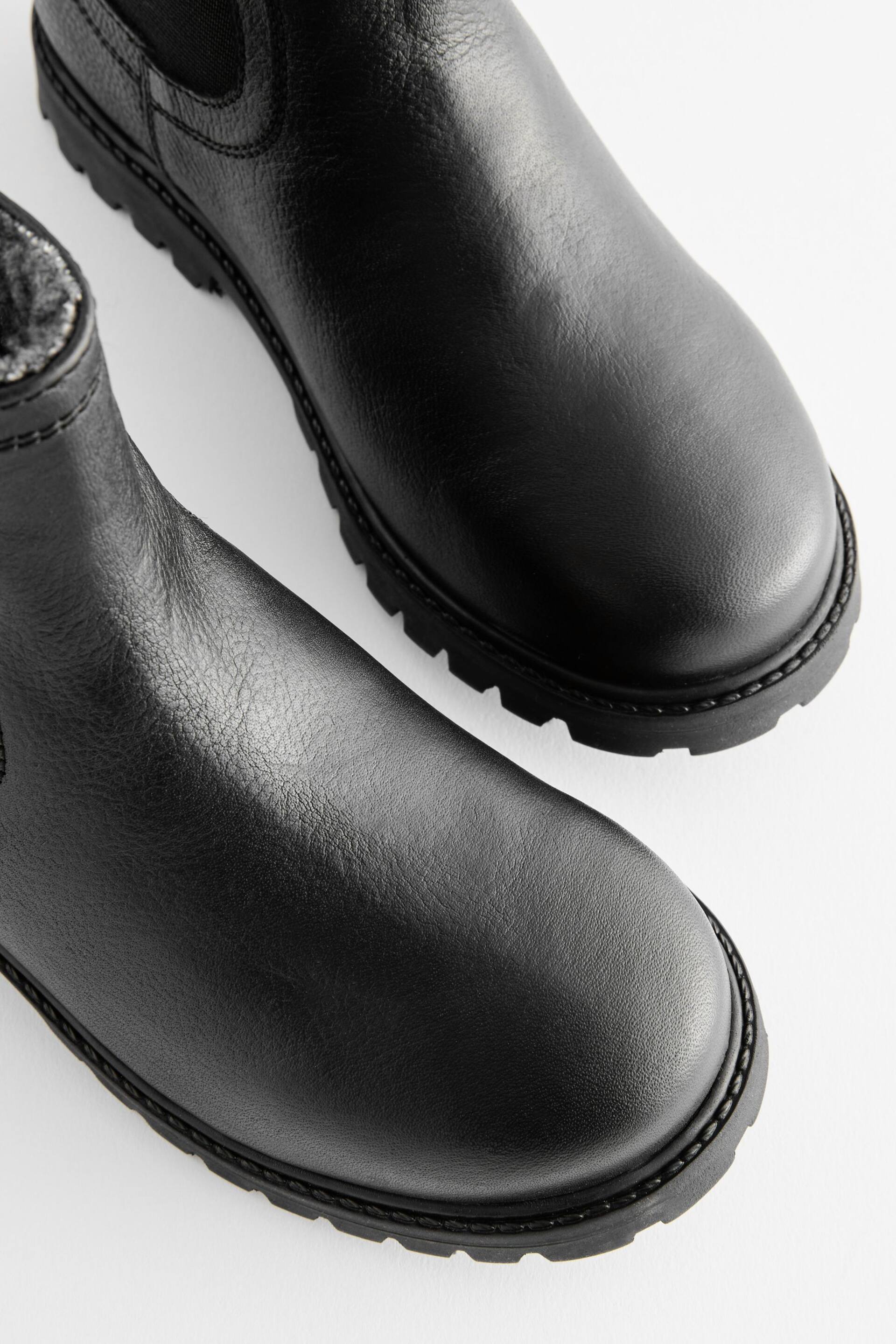 Black Standard Fit (F) Thinsulate™ Warm Lined Leather Chelsea Boots - Image 7 of 10