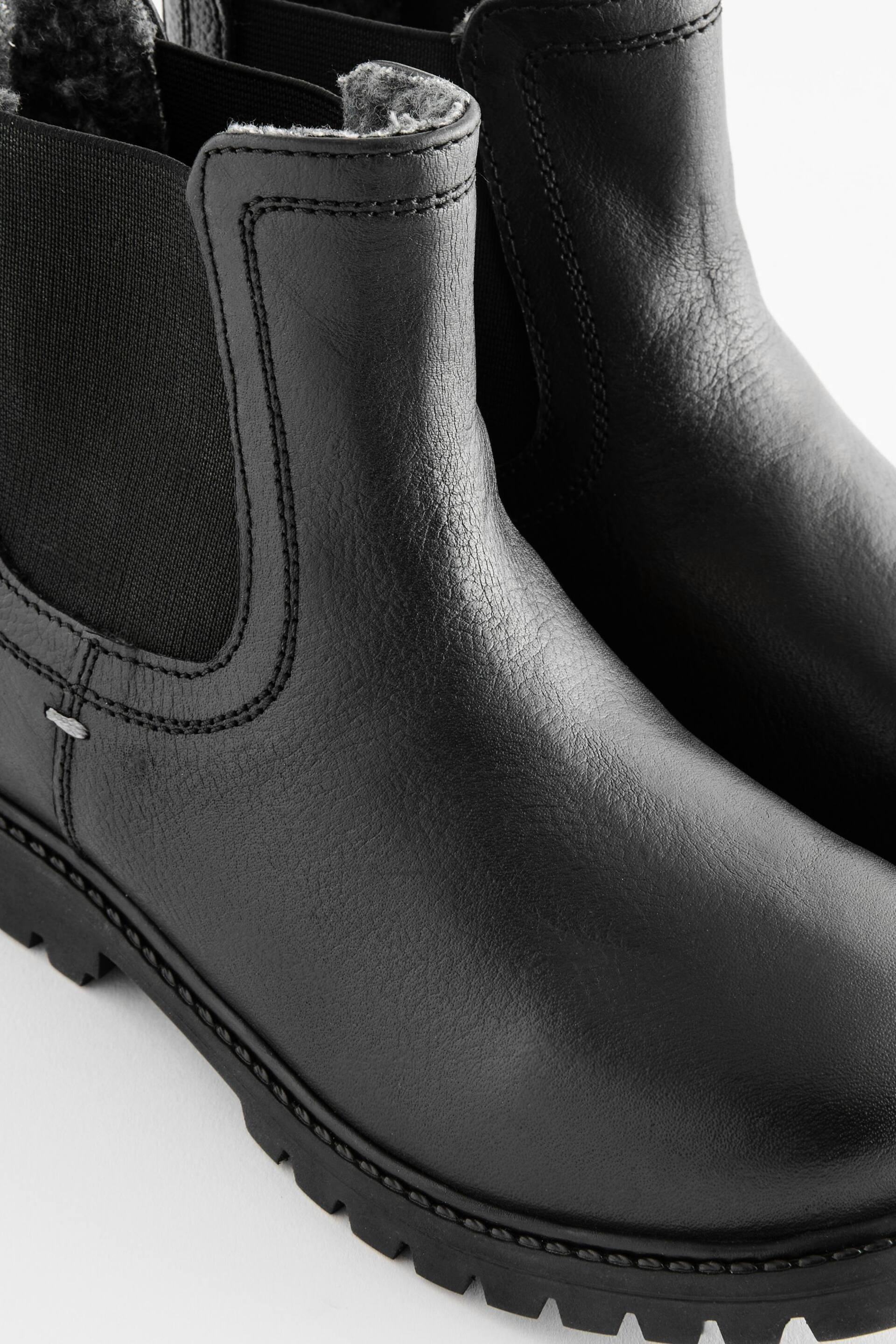 Black Standard Fit (F) Thinsulate™ Warm Lined Leather Chelsea Boots - Image 8 of 10