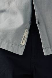 Grey Linen Blend Short Sleeve Shirt with Cuban Collar - Image 6 of 9