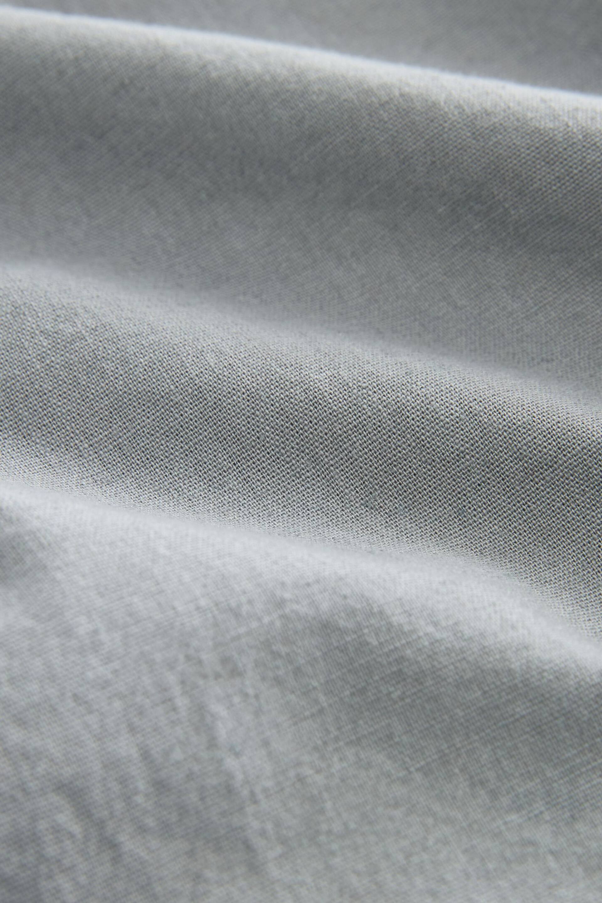 Grey Linen Blend Short Sleeve Shirt with Cuban Collar - Image 9 of 9