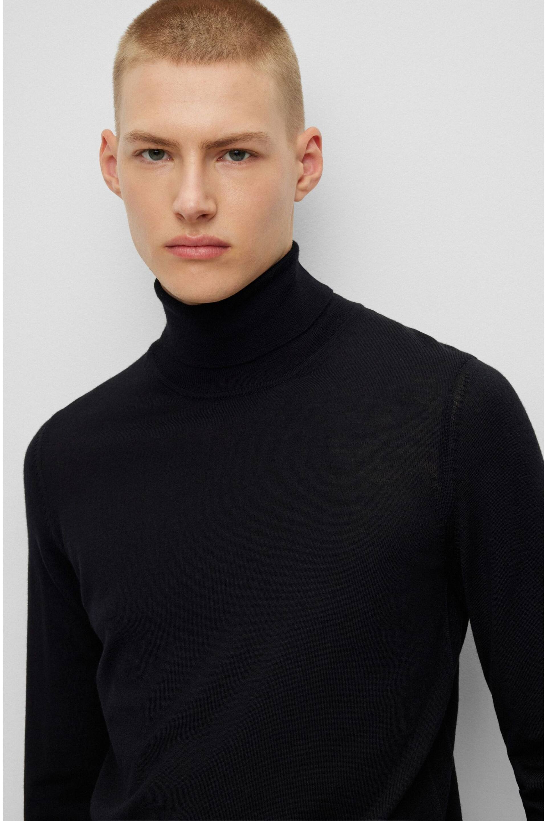 BOSS Black Virgin Wool Roll Neck Knitted Jumper - Image 4 of 5