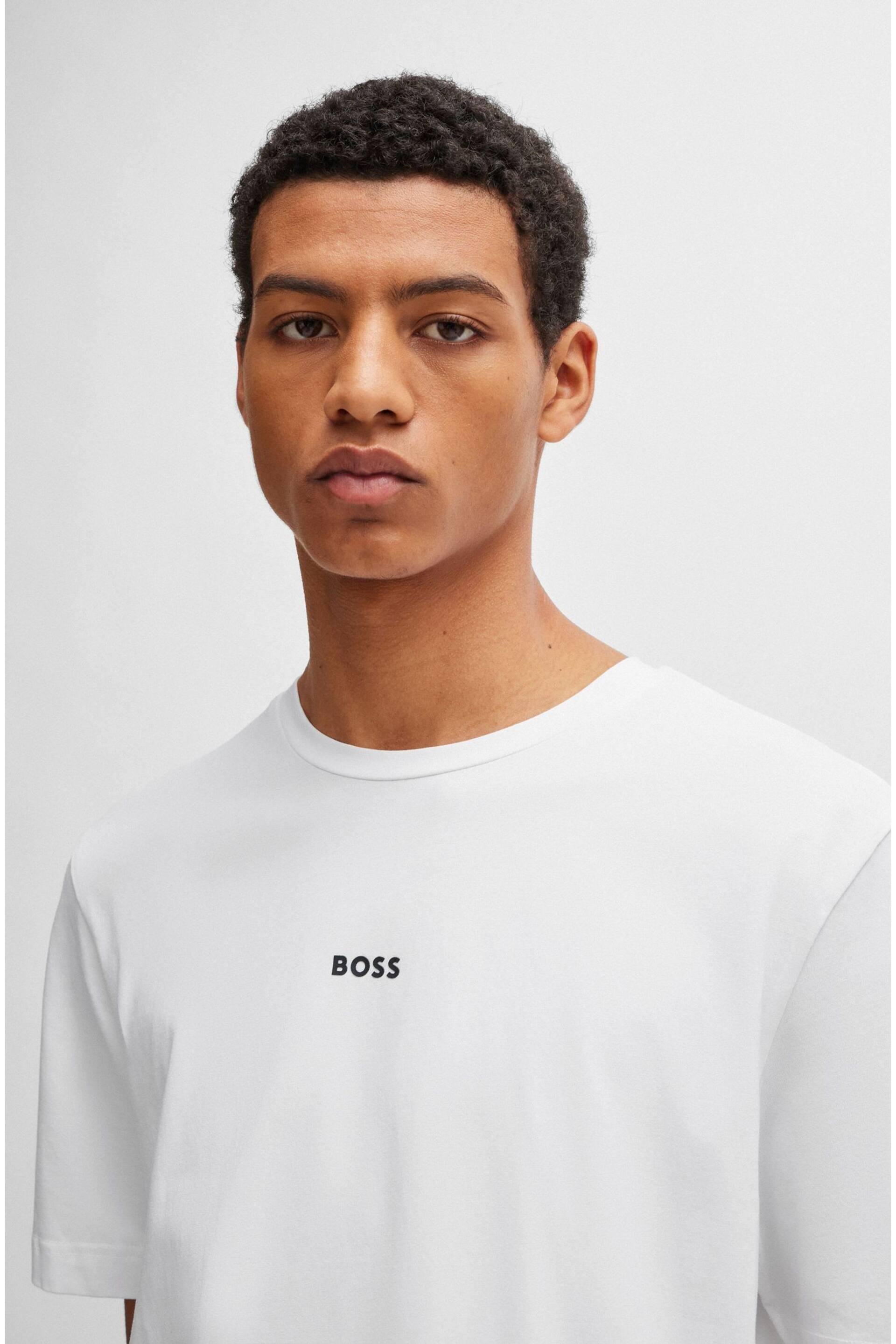 BOSS White Relaxed Fit Central Logo T-Shirt - Image 4 of 5