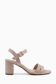 Dune London Gold Chrome Merisa 2 Part Block Heel Sandals - Image 2 of 5