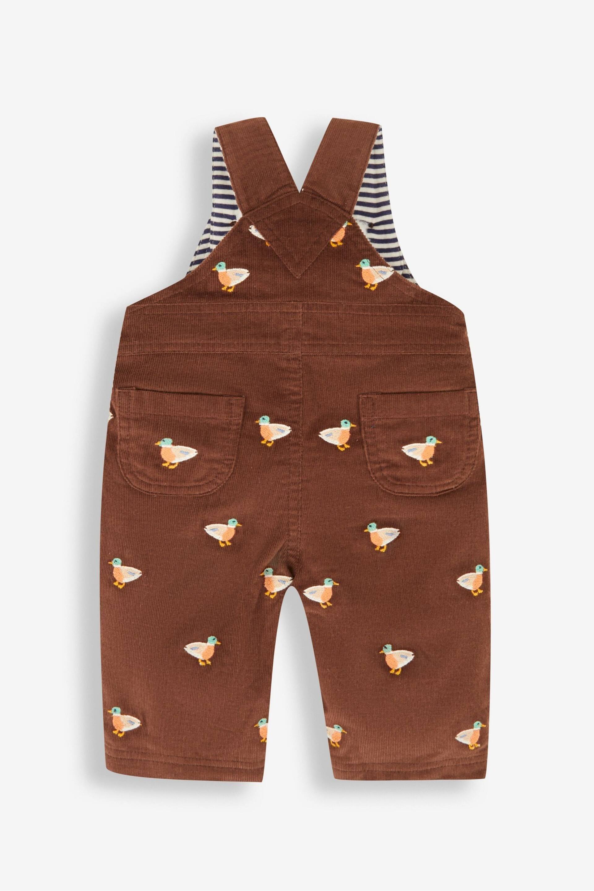 JoJo Maman Bébé Brown Duck Embroidered Cord Dungarees - Image 2 of 3