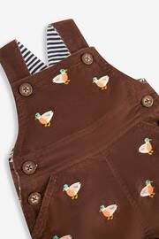 JoJo Maman Bébé Brown Duck Embroidered Cord Dungarees - Image 3 of 3